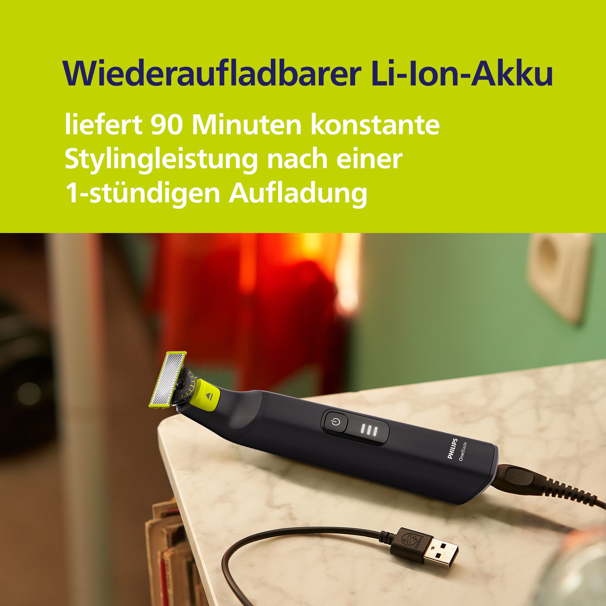 Philips Elektrisch scheerapparaat OneBlade Pro 360 Face & Body QP6552/30 360 graden mes, 20 lengtestellingen, incl. opbergtas