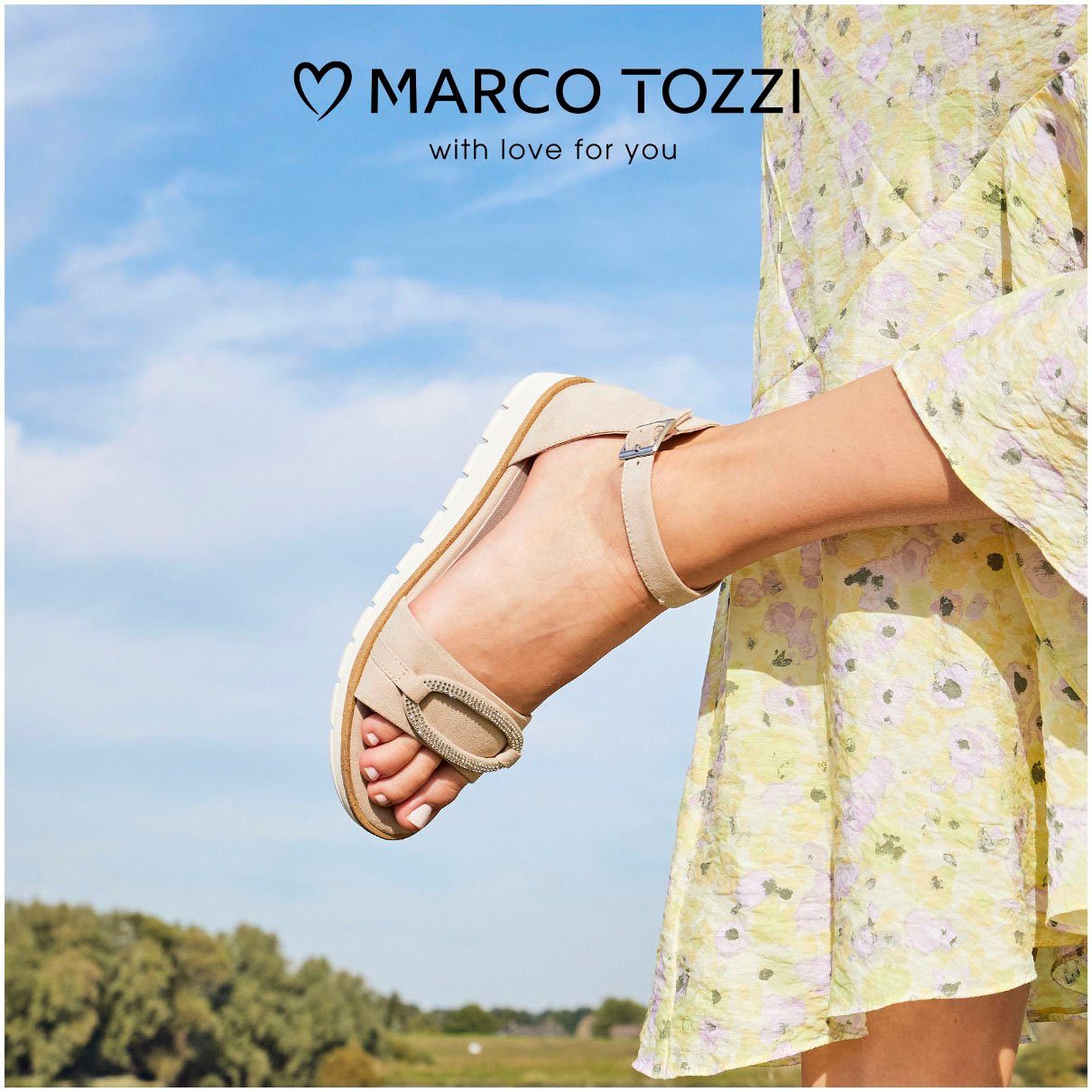 Marco Tozzi Sandaaltjes , zomerschoen, sandaal, sleehak, met strass-steentjes