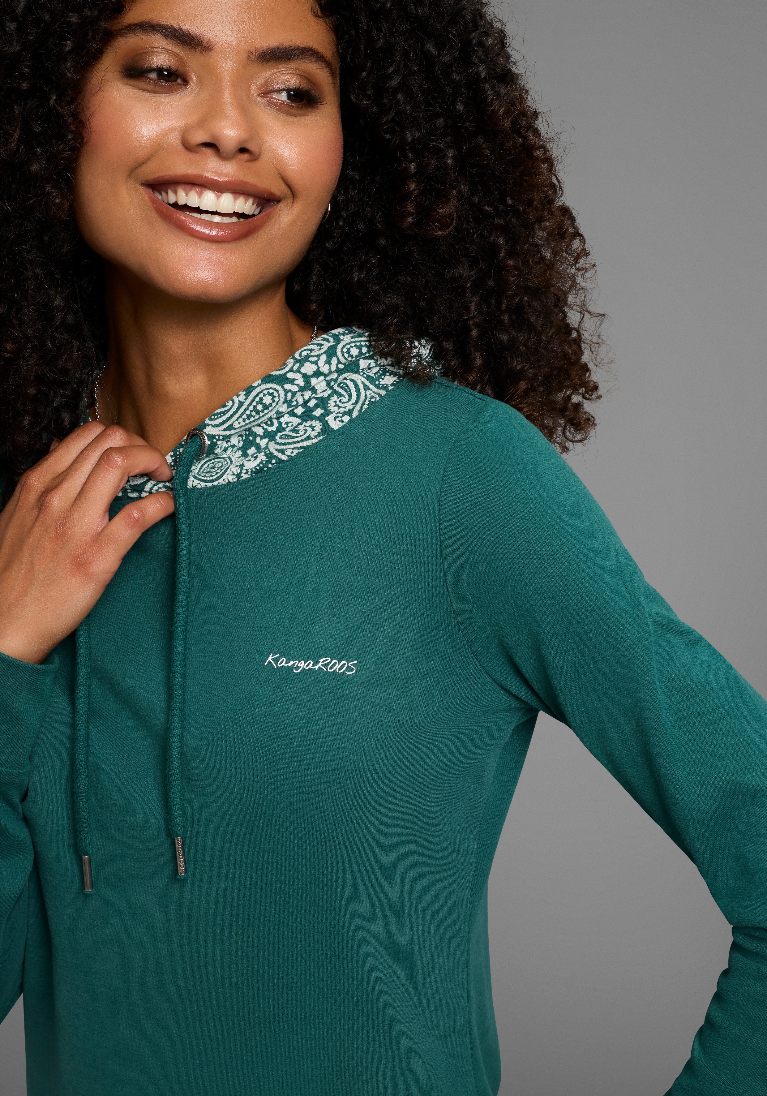 KangaROOS Sweatjurk met allover-print capuchon