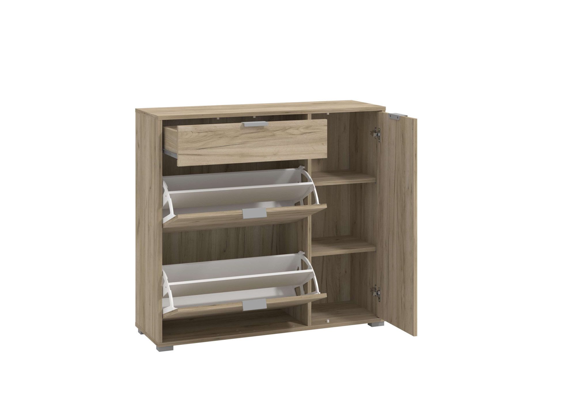 INOSIGN Schoenenkast Arco 2, schoenenkast, schoenenrek, breedte 102 cm 2 kleppen met dubbele schoenrollen, met lade, in moderne kleuren