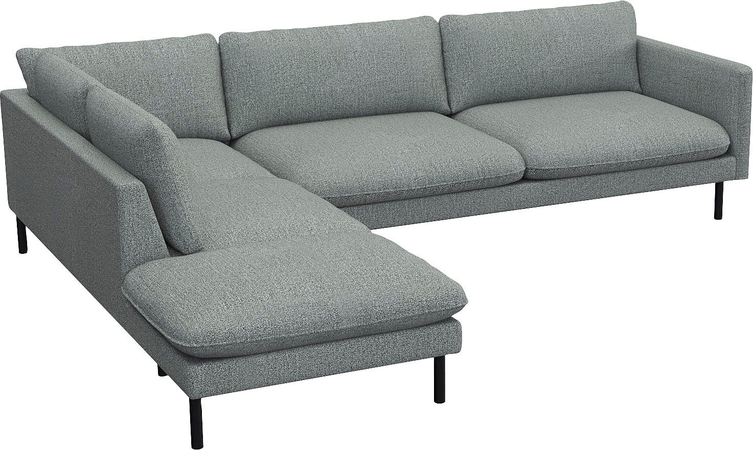 FLEXLUX Hoekbank Bolzano, elegant en comfortabel, L-vorm Zitting opgebouwd met koudschuim & staalgolven, losse zit- & rugkussens