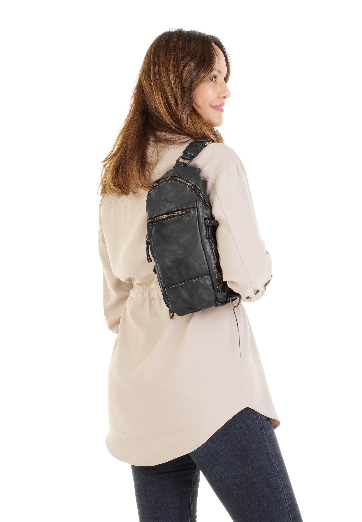 X-Zone Schoudertas echt leer, made in italy