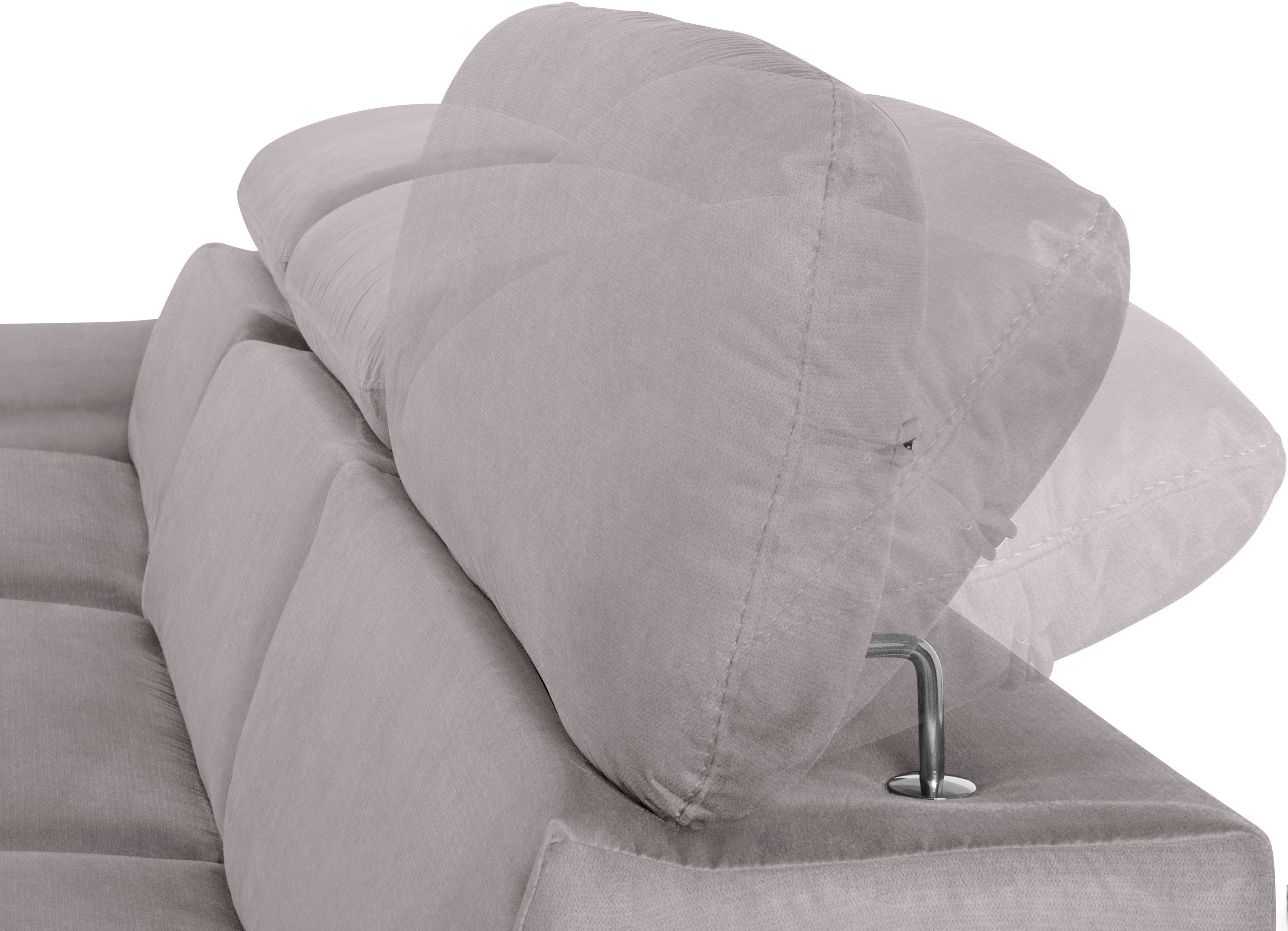 COTTA Hoekbank Lola L-vorm met hoofdeinde-functie & poef keuze met bedfunctie, bedlade & armleuningverstelling (set)