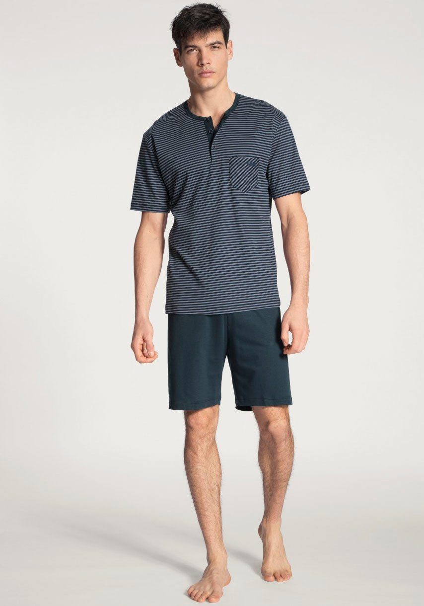CALIDA Shortama Relax Streamline met knoopsluiting (2-delig) heren shortama's maat XXL (58/60) groen