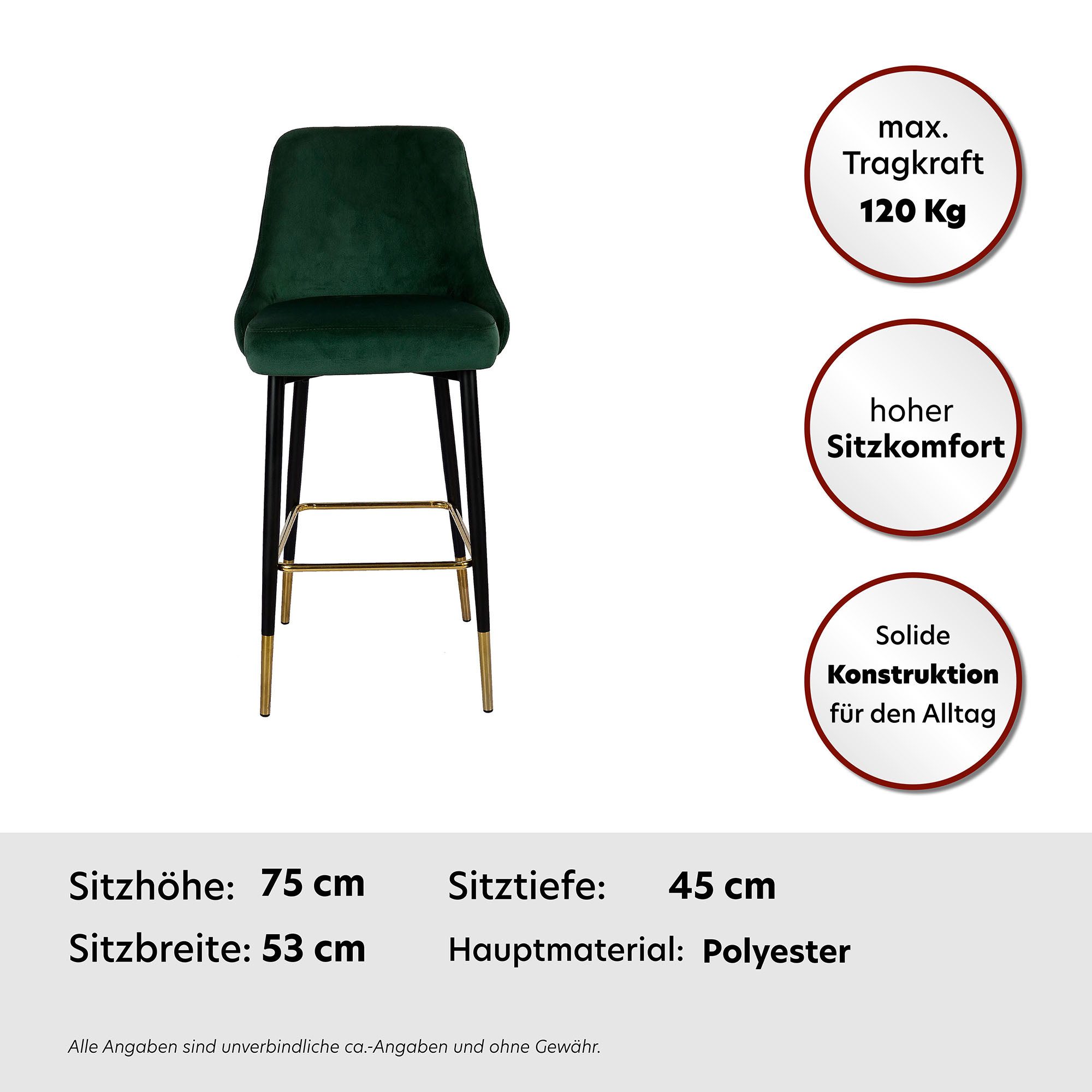 Kayoom Kinderstoel Barkruk Moonlight 125, gestikte rugleuning, stoelpoten van ijzer (1 stuk)