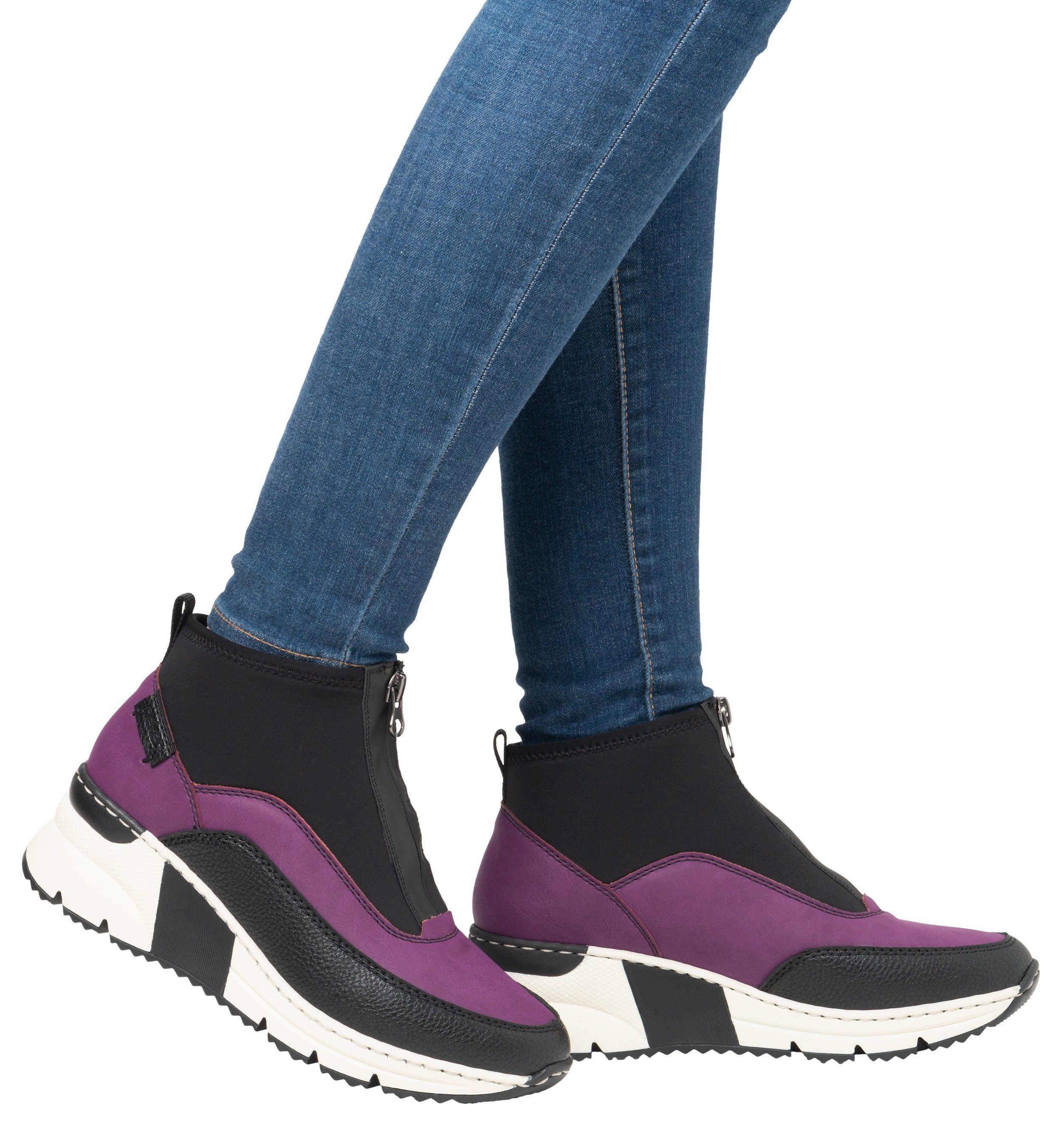 Rieker Sneakers met sleehak enkellaars, wedge laarzen, high top sneaker met ritssluiting vooraan