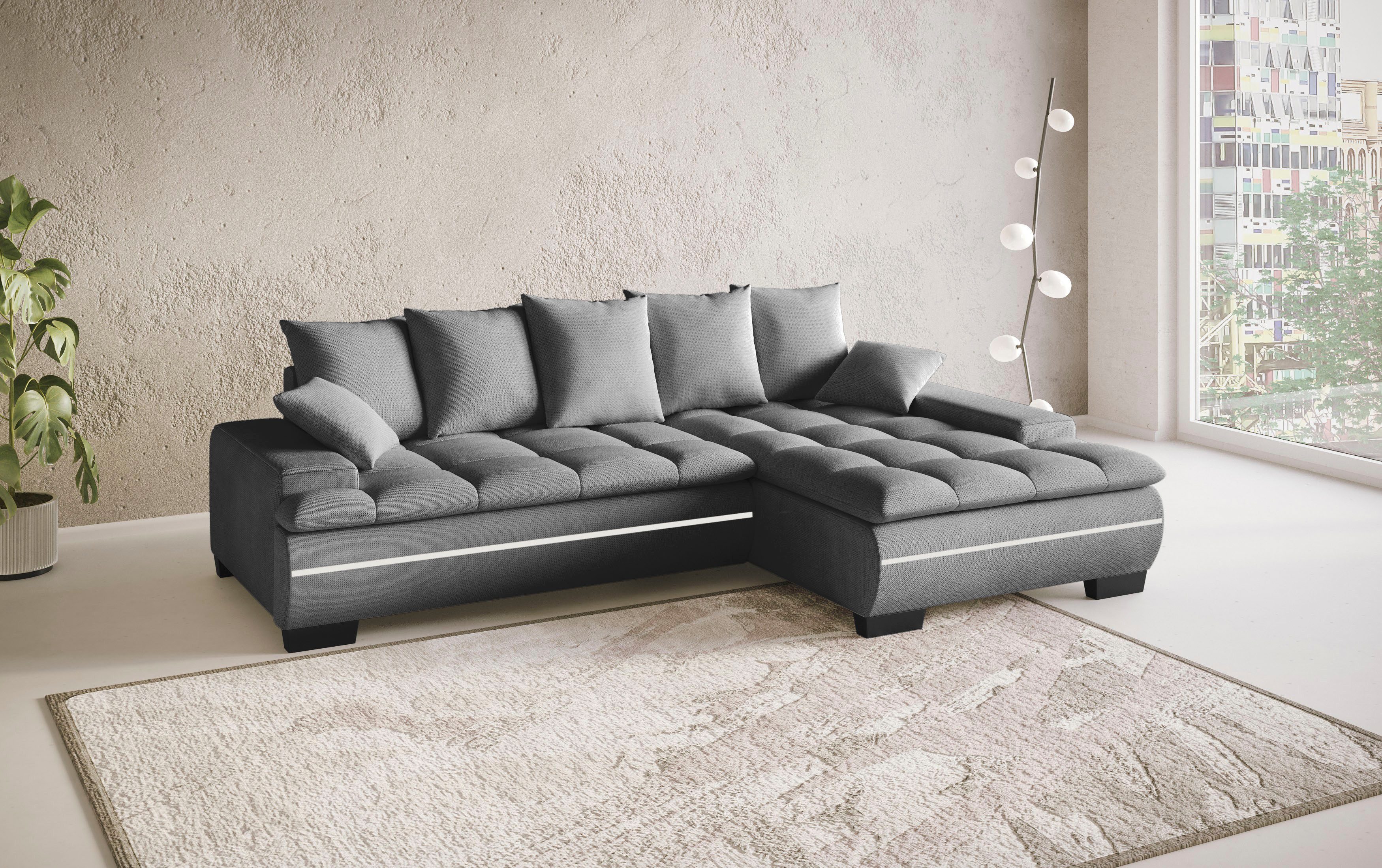 Mr. Couch Hoekbank Haiti II, L-vorm RGB-LED verlichting, koudschuim, optioneel met bed, bedlade