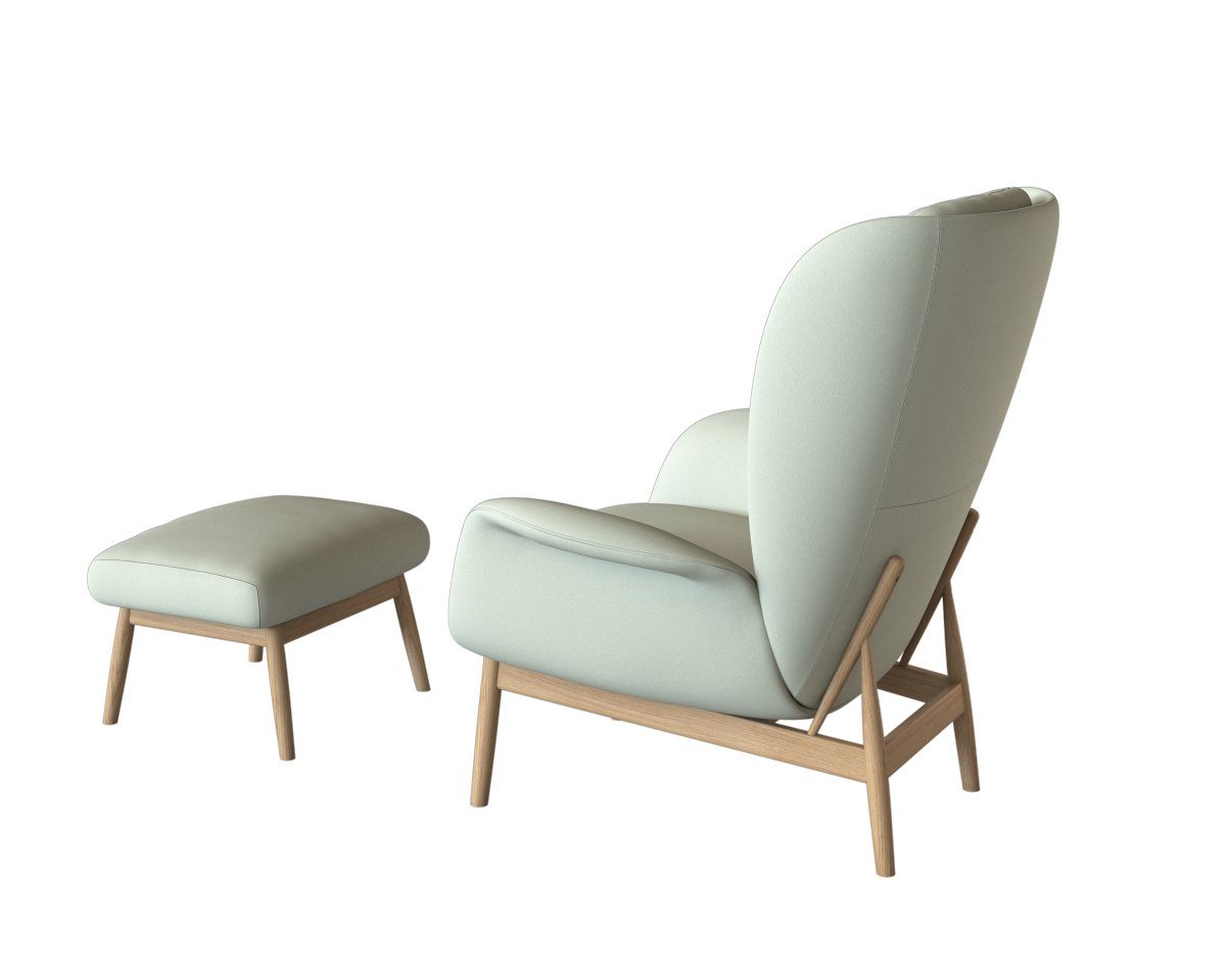 FLEXLUX Oorfauteuil Padova Stijl & comfort, organische vorm, geïntegreerde lendesteun, eikenhouten voet