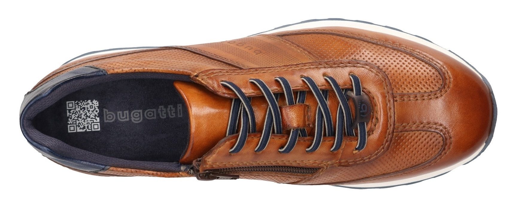 Bugatti Sneakers vrijetijdsschoen, lage schoen, veterschoen met contrast bies