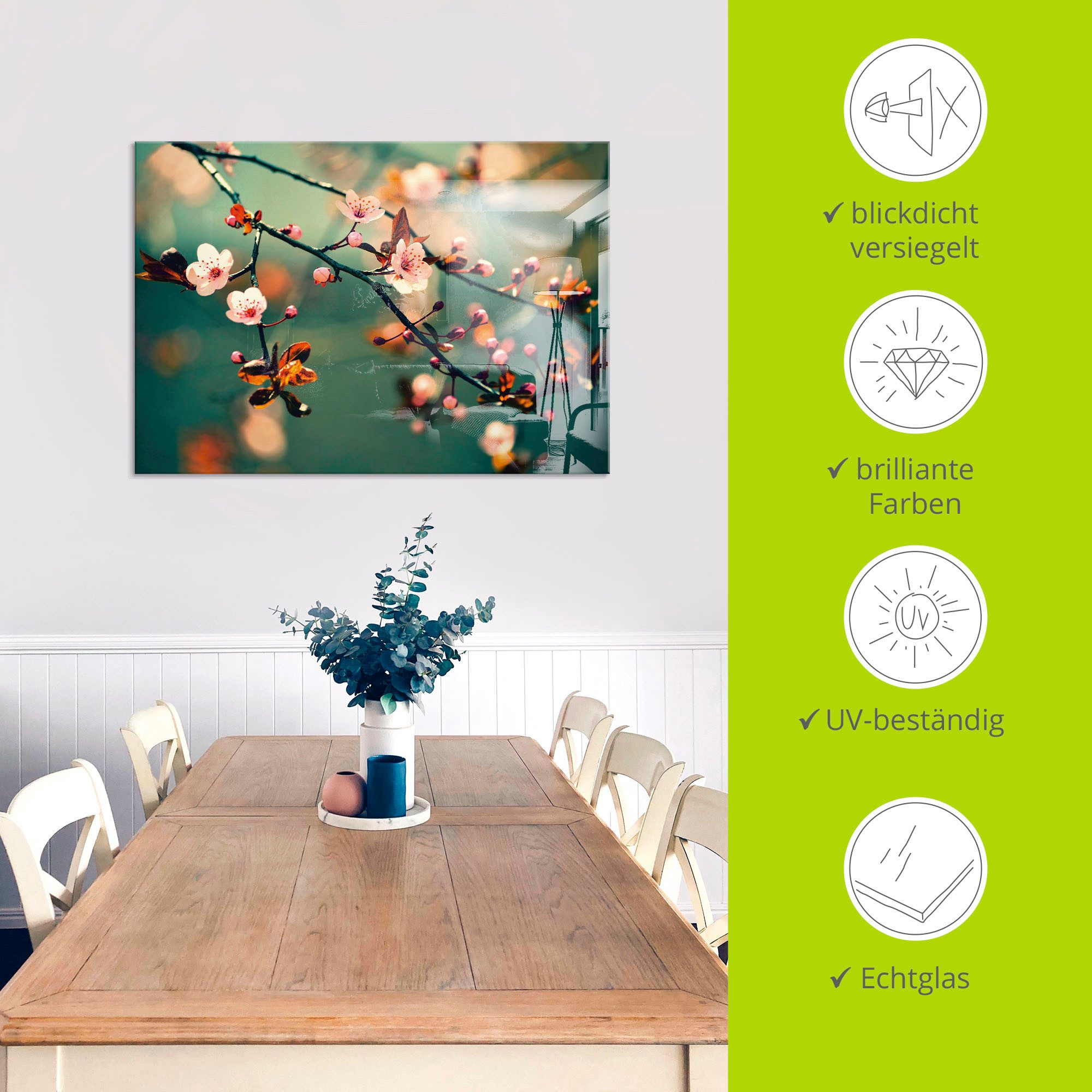 Artland Print op glas Japanse kers Sakura bloemen