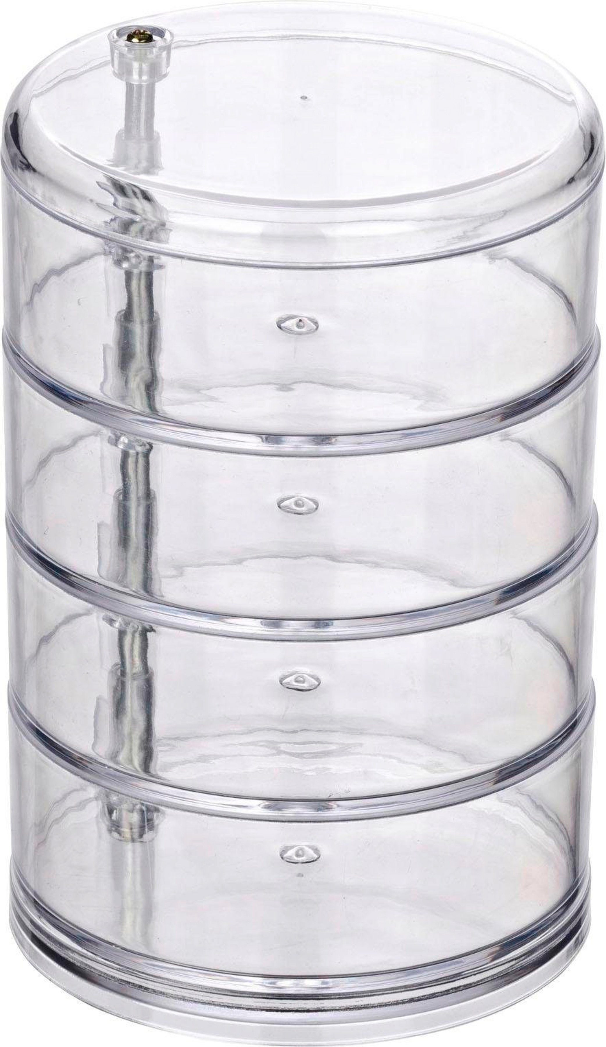 WENKO Badkamerorganizer Tower Make-upkoffer met 4 vakken, transparant