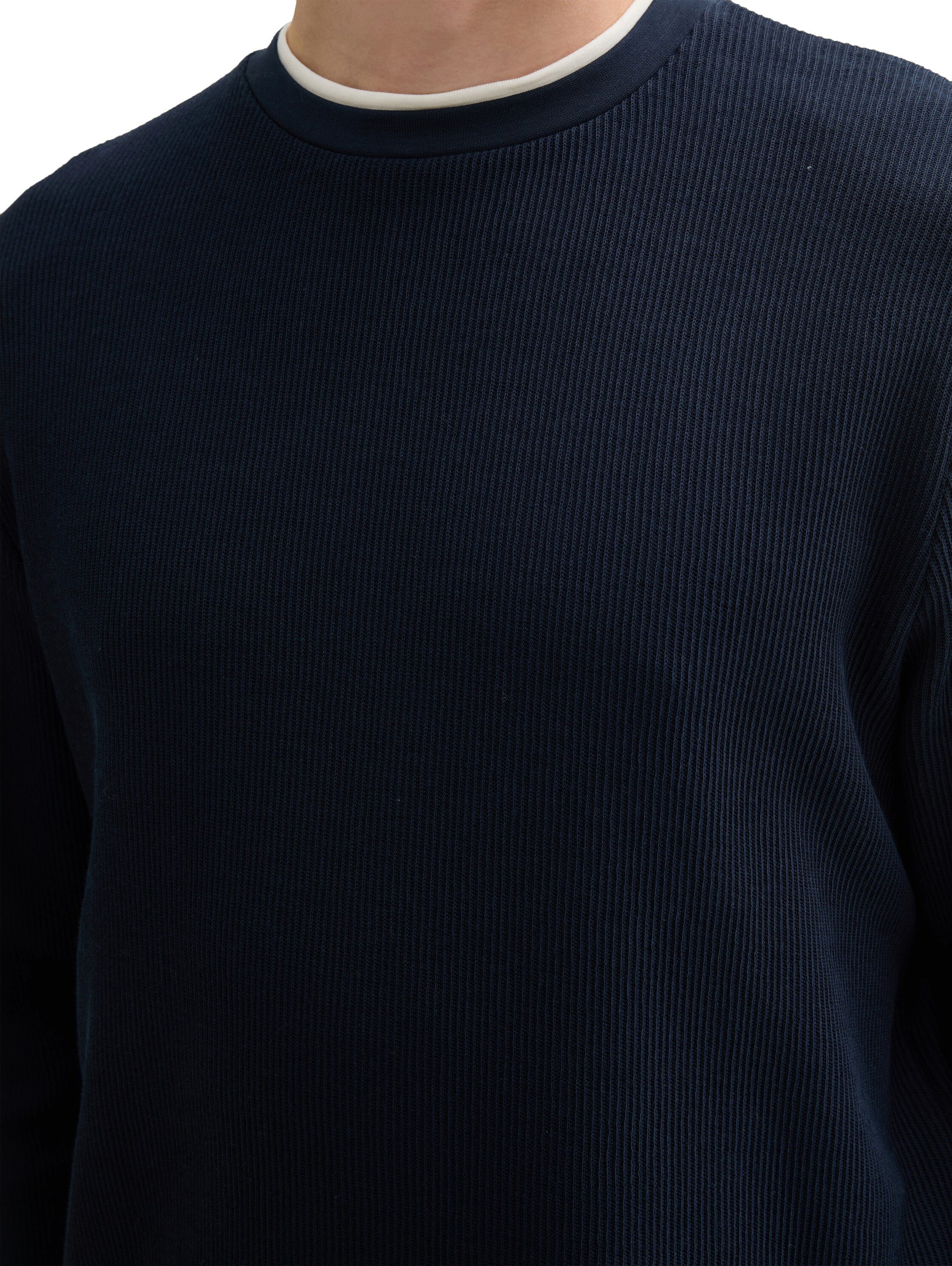 Tom Tailor Denim 2-in-1-shirt met lange mouwen met ribstructuur