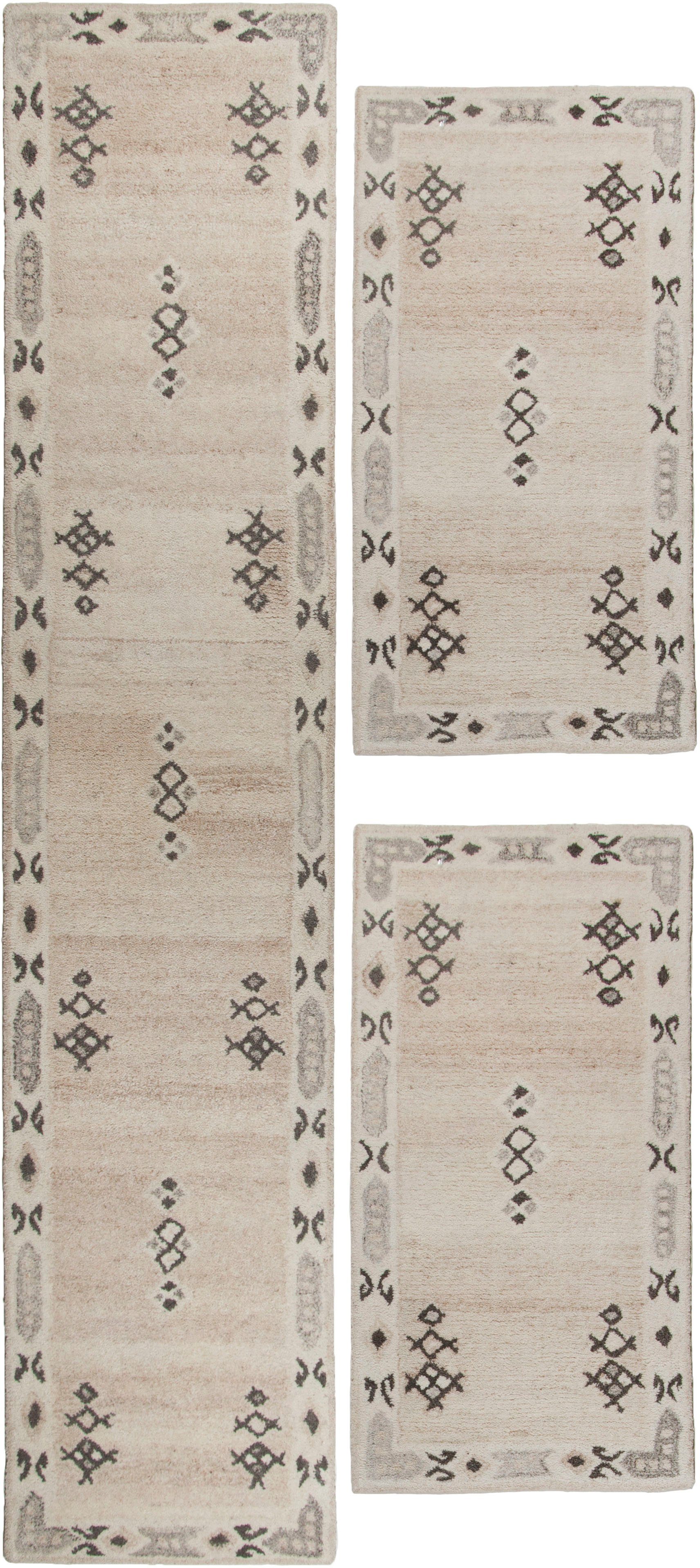 THEKO Set slaapkamerkleedjes Royal Berber Slaapkamerkleed, berber-look, zuivere wol, loperset