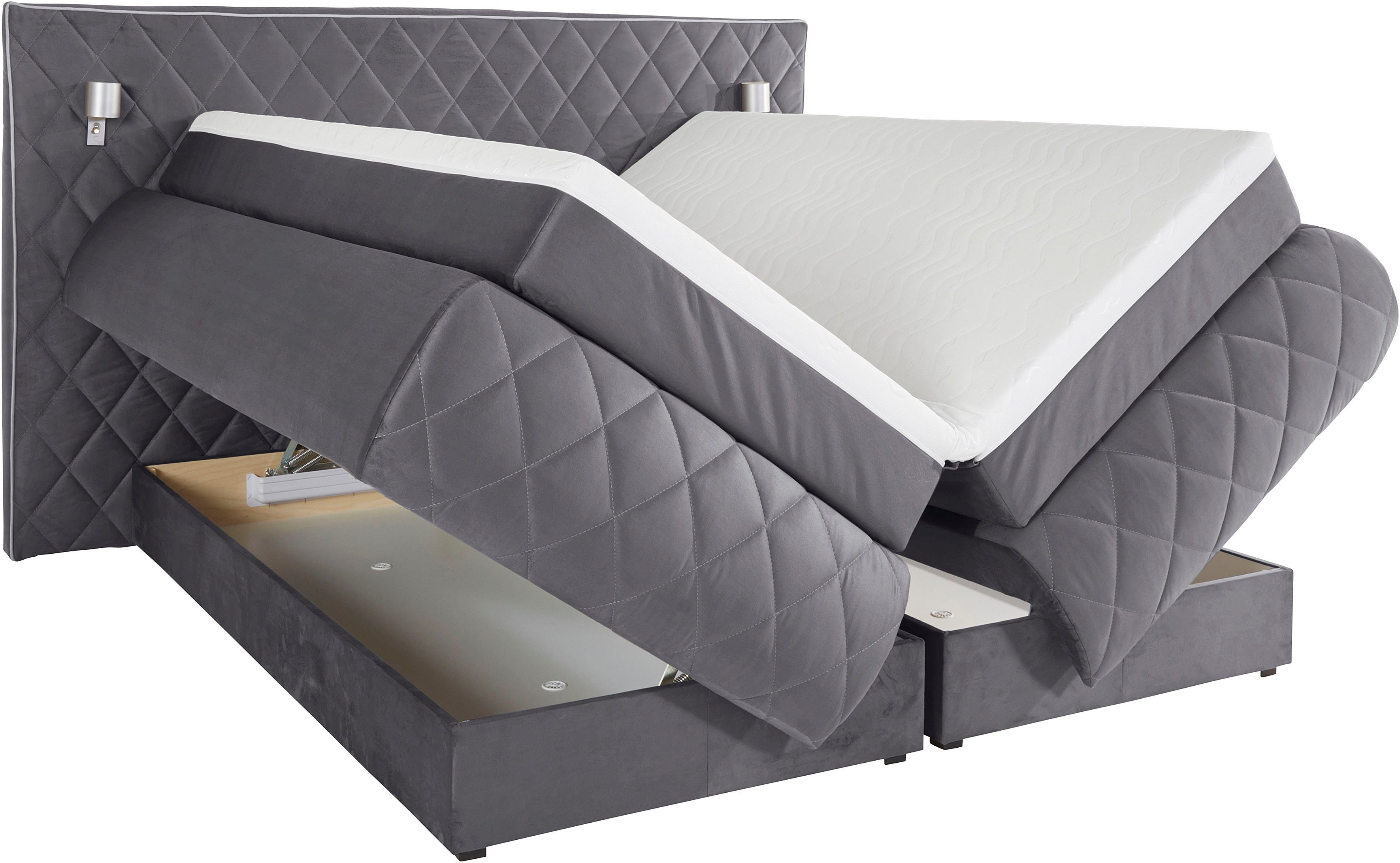 Places of Style Boxspring Alaric naar keuze met en zonder stralen, topmatras pocketvering