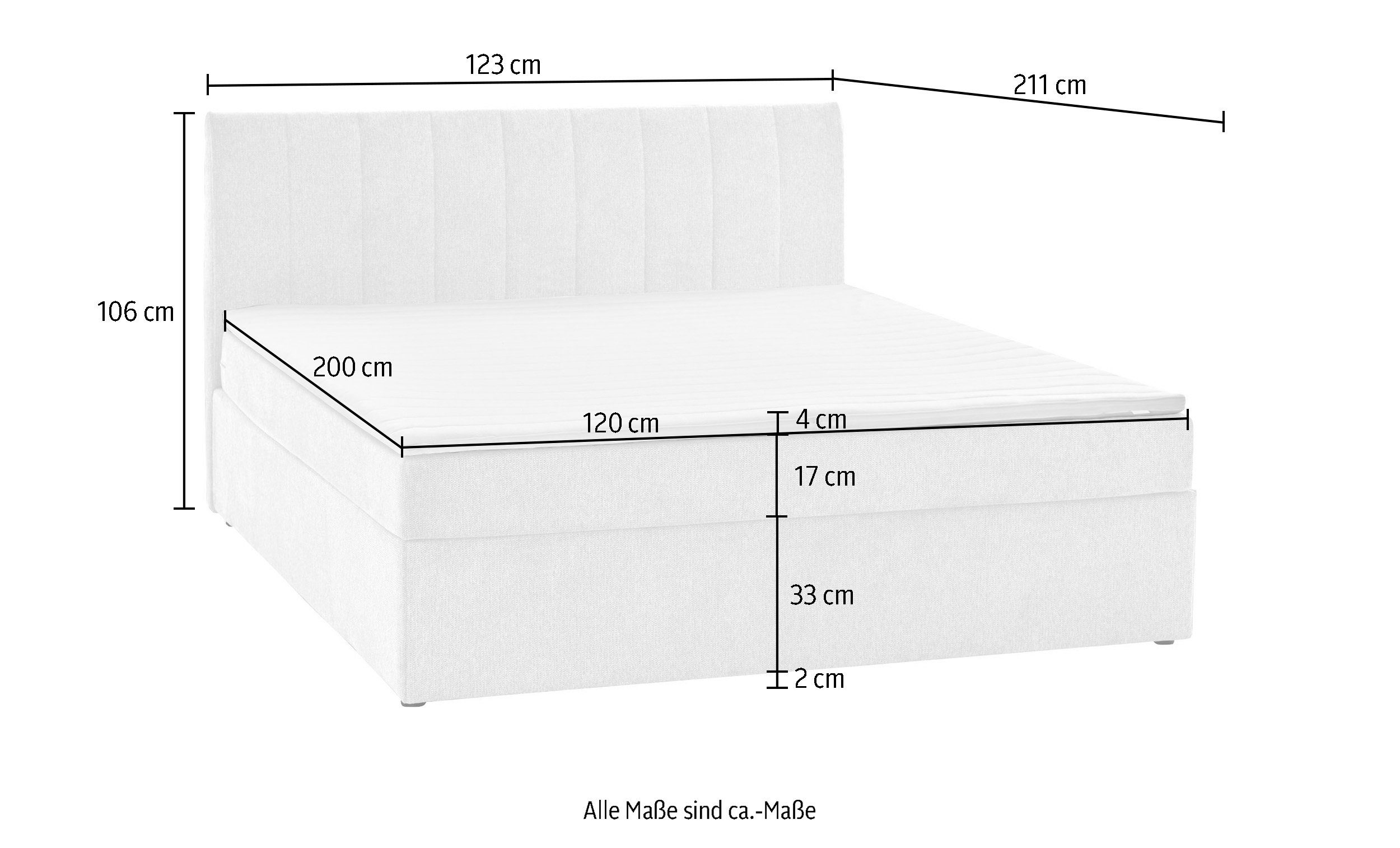 ATLANTIC home collection Boxspring Alva optioneel met matras en matrastopper