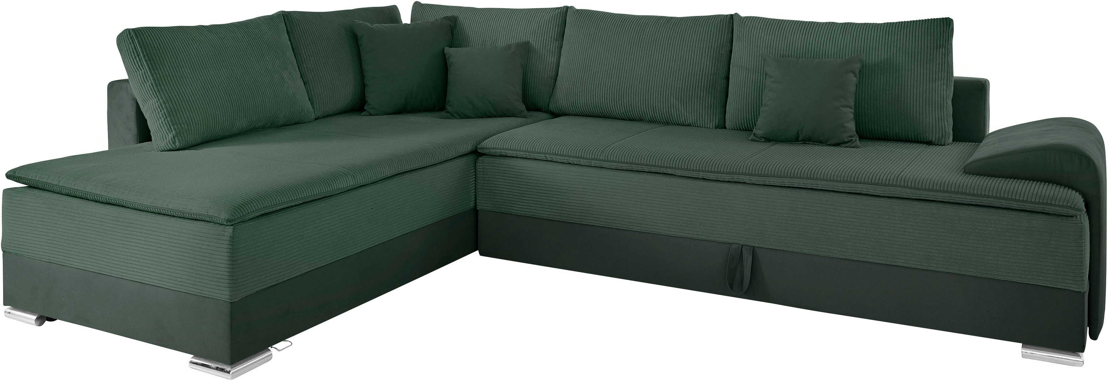 INOSIGN Hoekbank Boxspringbed Night & Day L-vorm met permanente slaapfunctie met armleuning