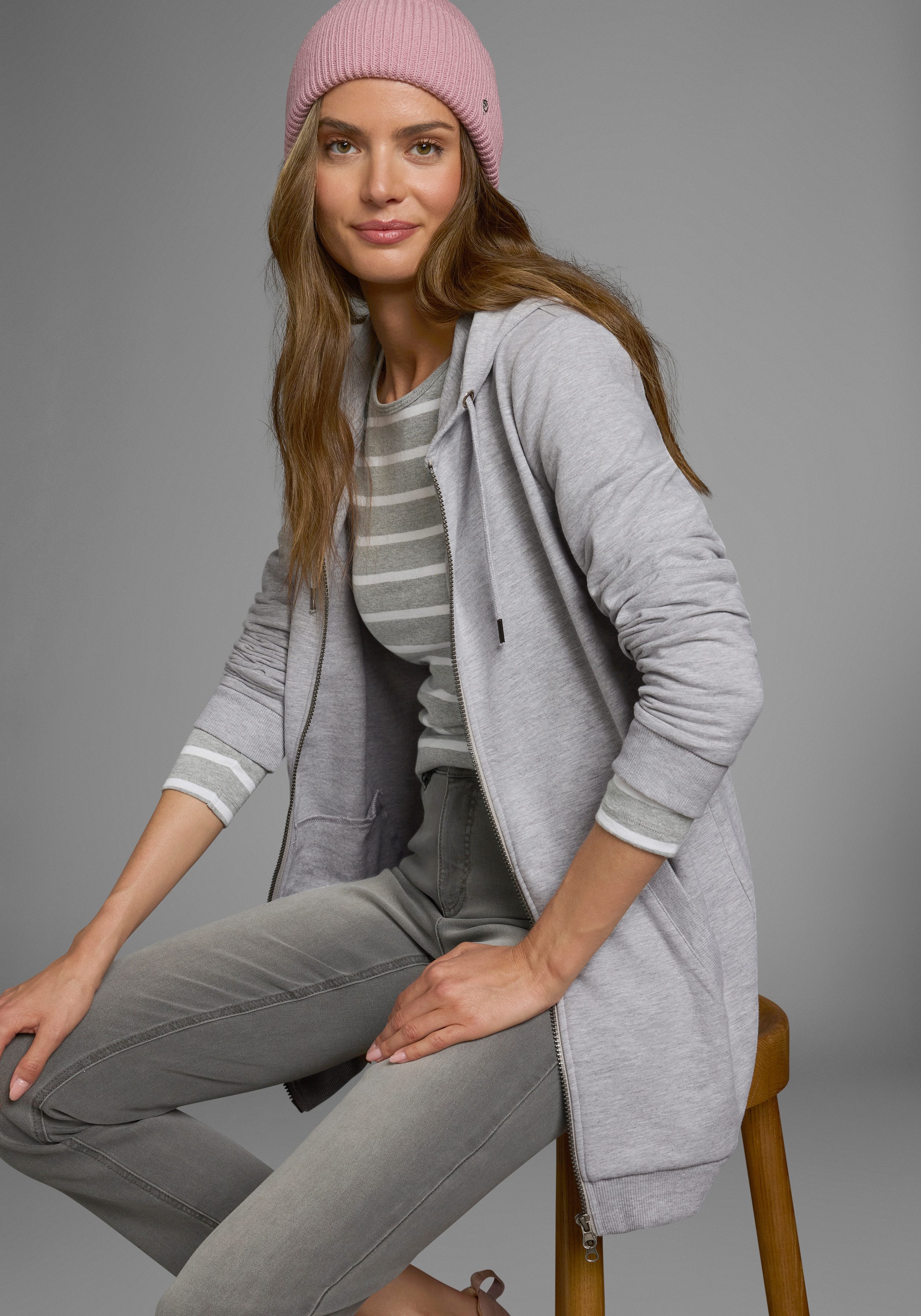 Flashlights Sweatvest in een lang model met een rits