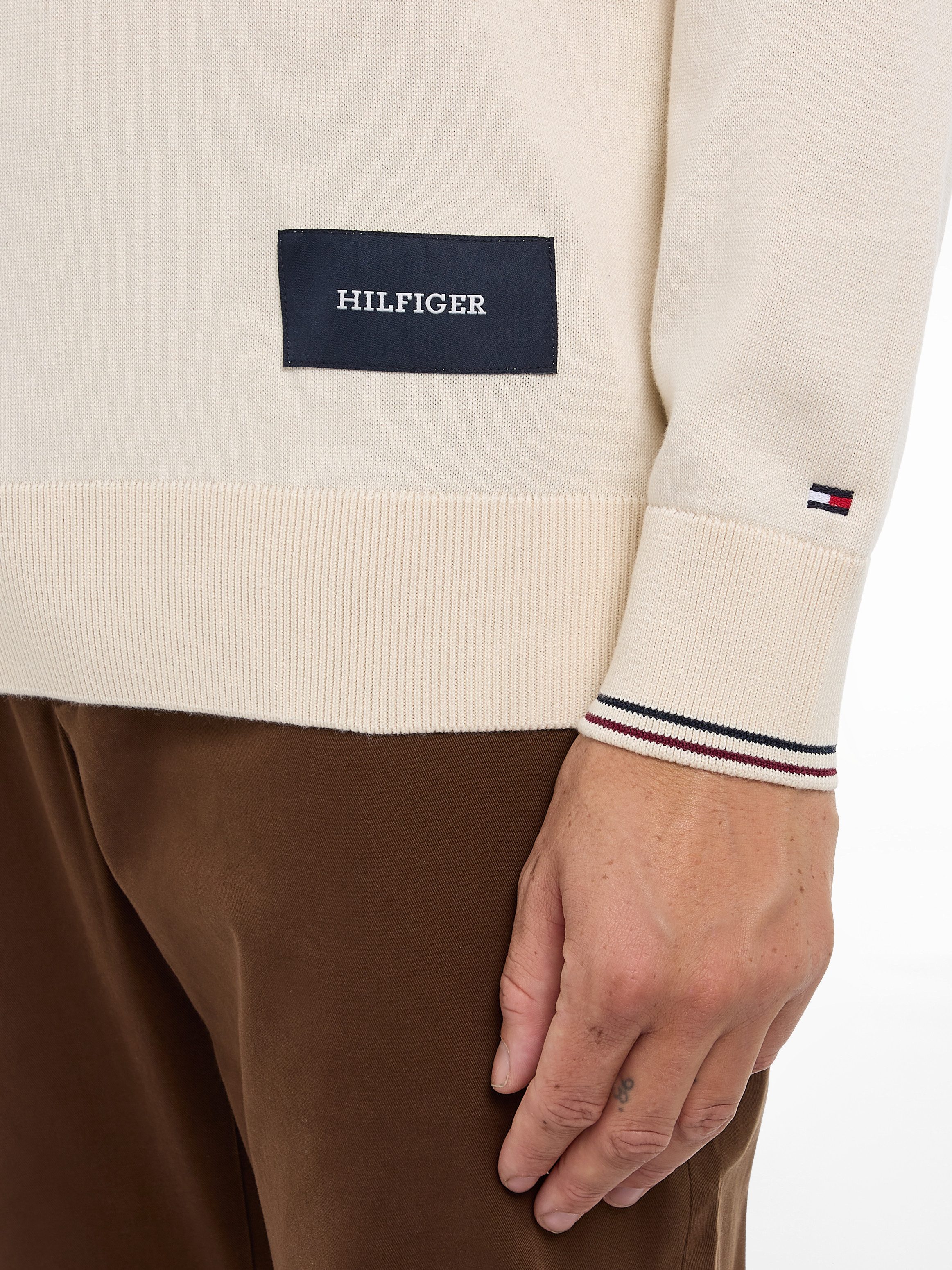 Tommy Hilfiger Trui met ronde hals RWB COTTON CREW NECK kleuraccenten in tommy kleuren