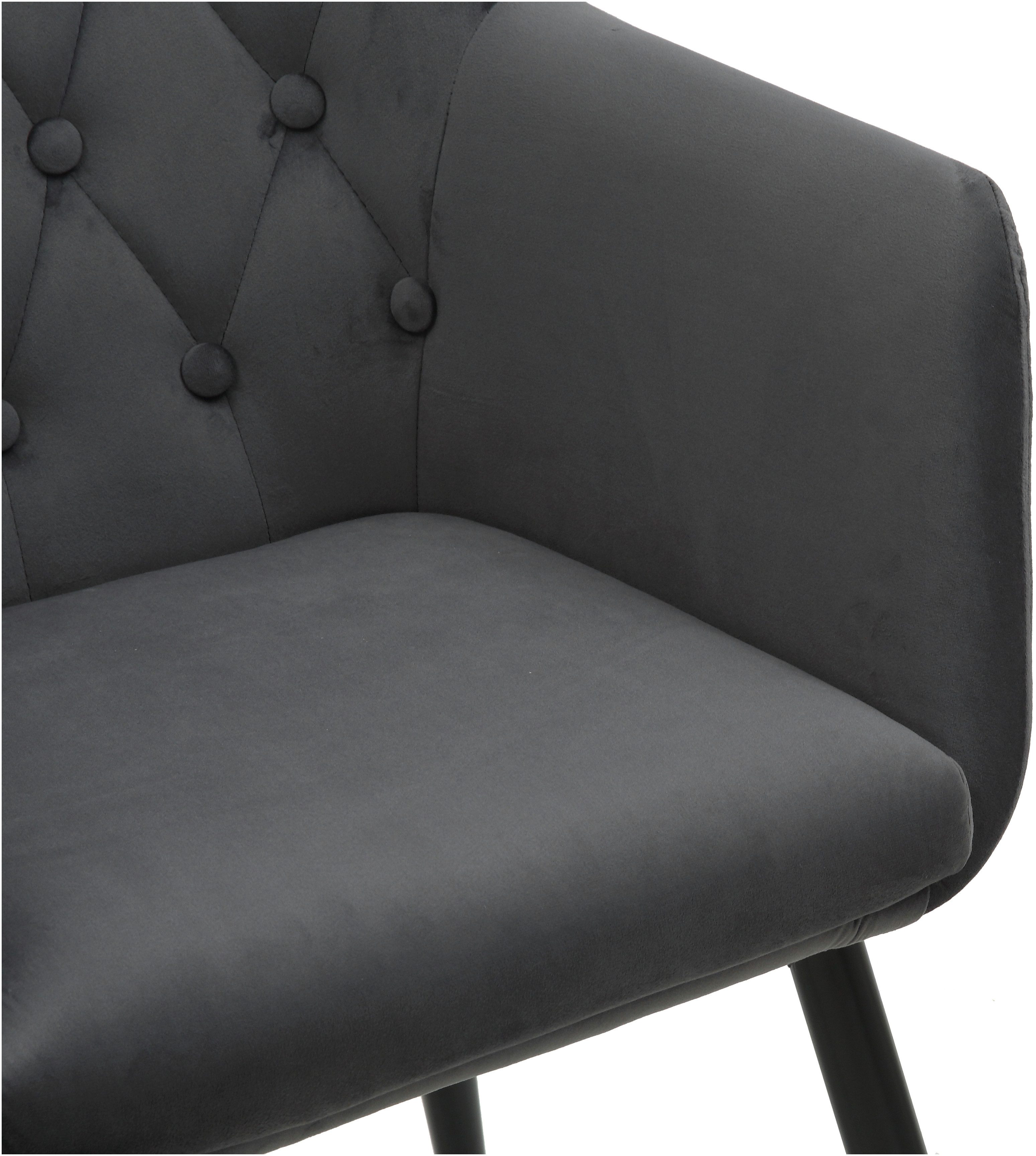 Home affaire Eetkamerstoel Alton schaalstoel, TOPSELLER! met zachte velours, armstoel met aantrekkelijke knoopverwerking (set, 2 stuks)