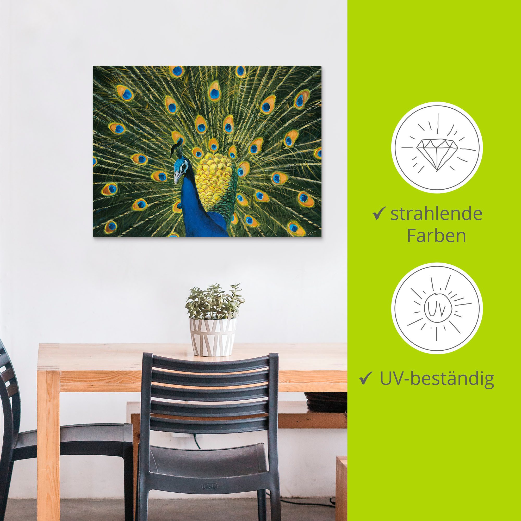 Artland Artprint Pauw als artprint van aluminium, artprint voor buiten, artprint op linnen, poster, muursticker