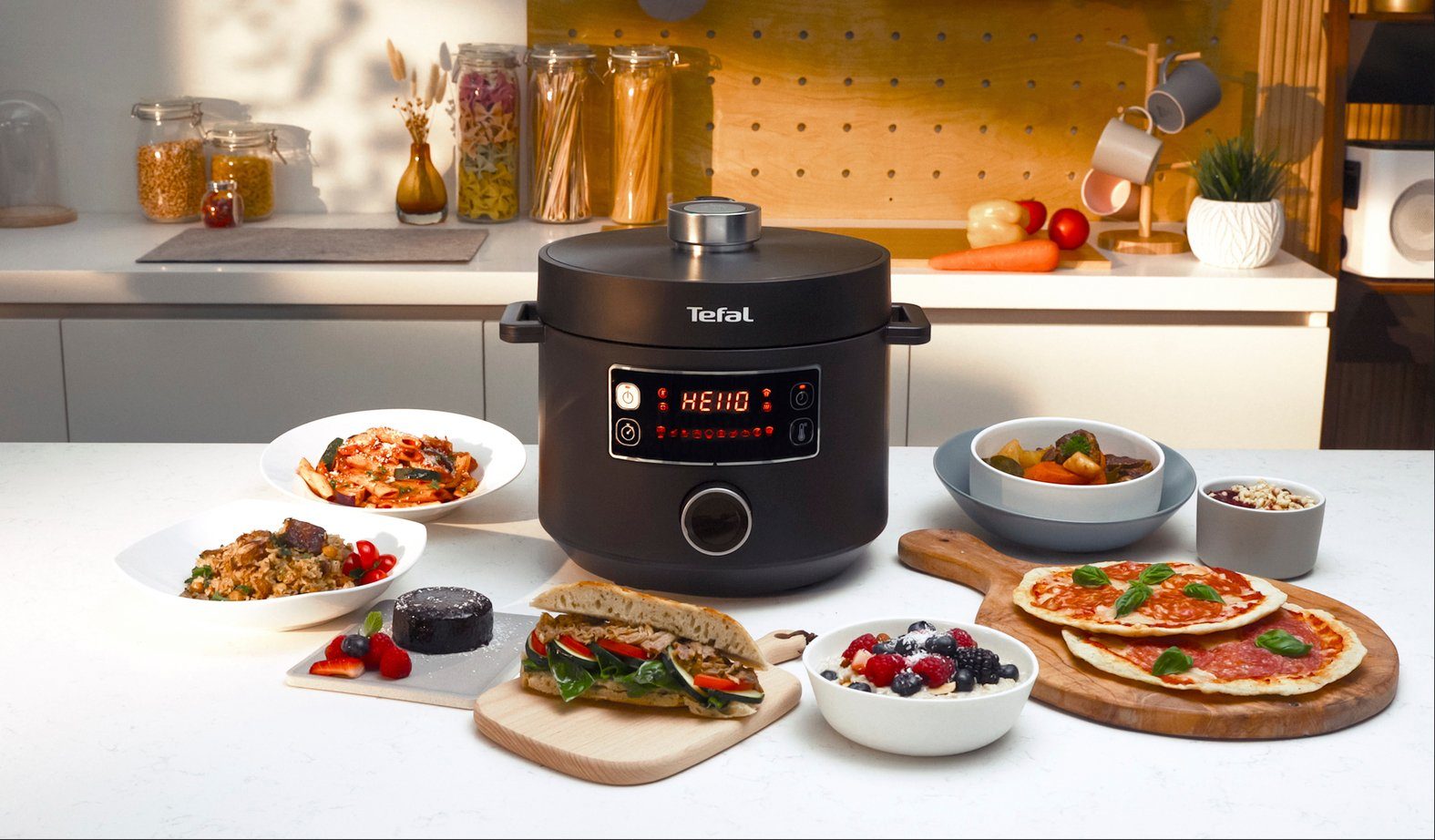 Tefal Multi-cooker CY7548 Turbo Cuisine elektrische snelkookpan, 10 automatische programma’s, veelzijdig