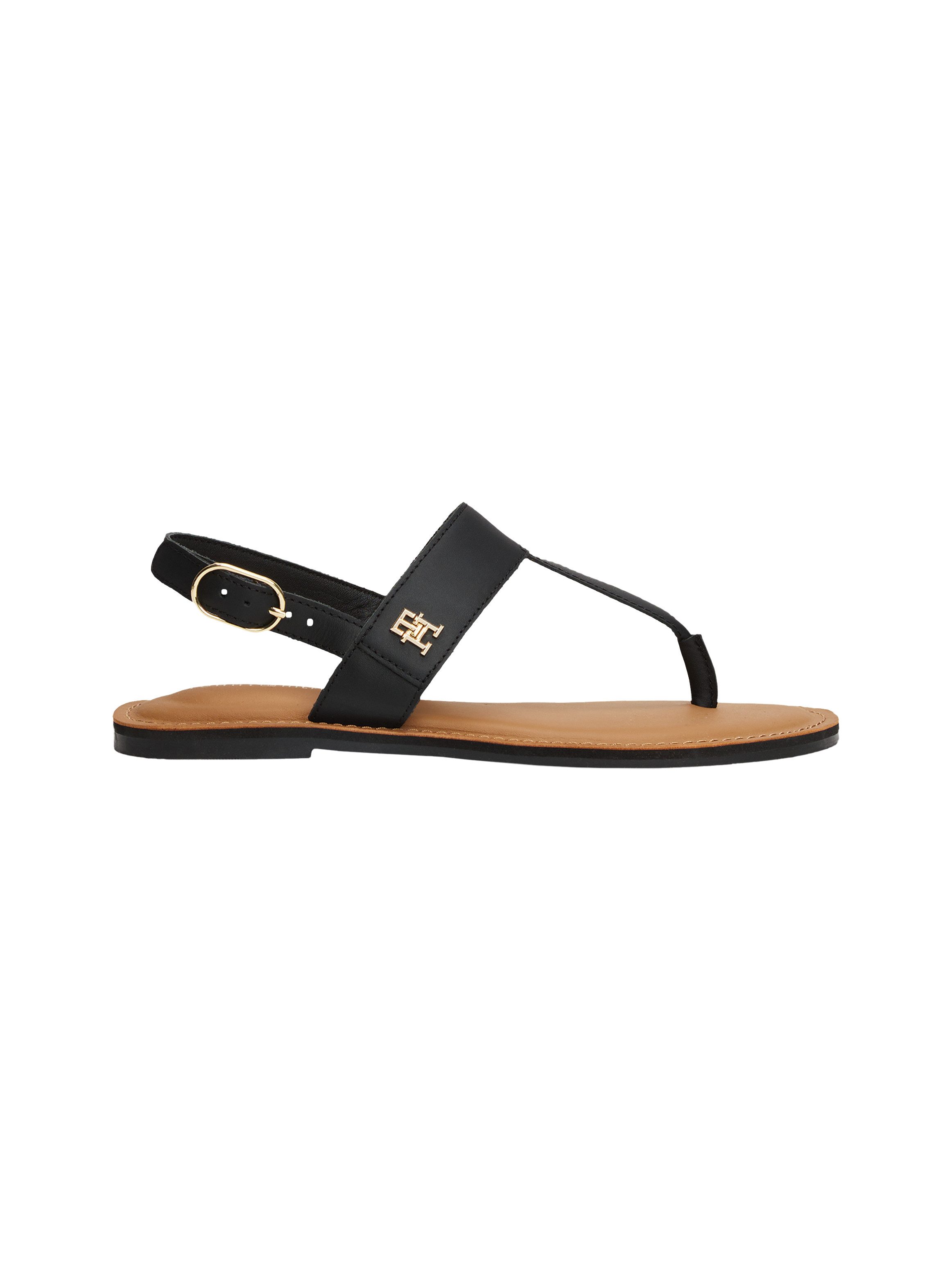 Tommy Hilfiger Sandalen LEATHER THONG SANDAL , sandaal, zomerschoen, flats met teenband