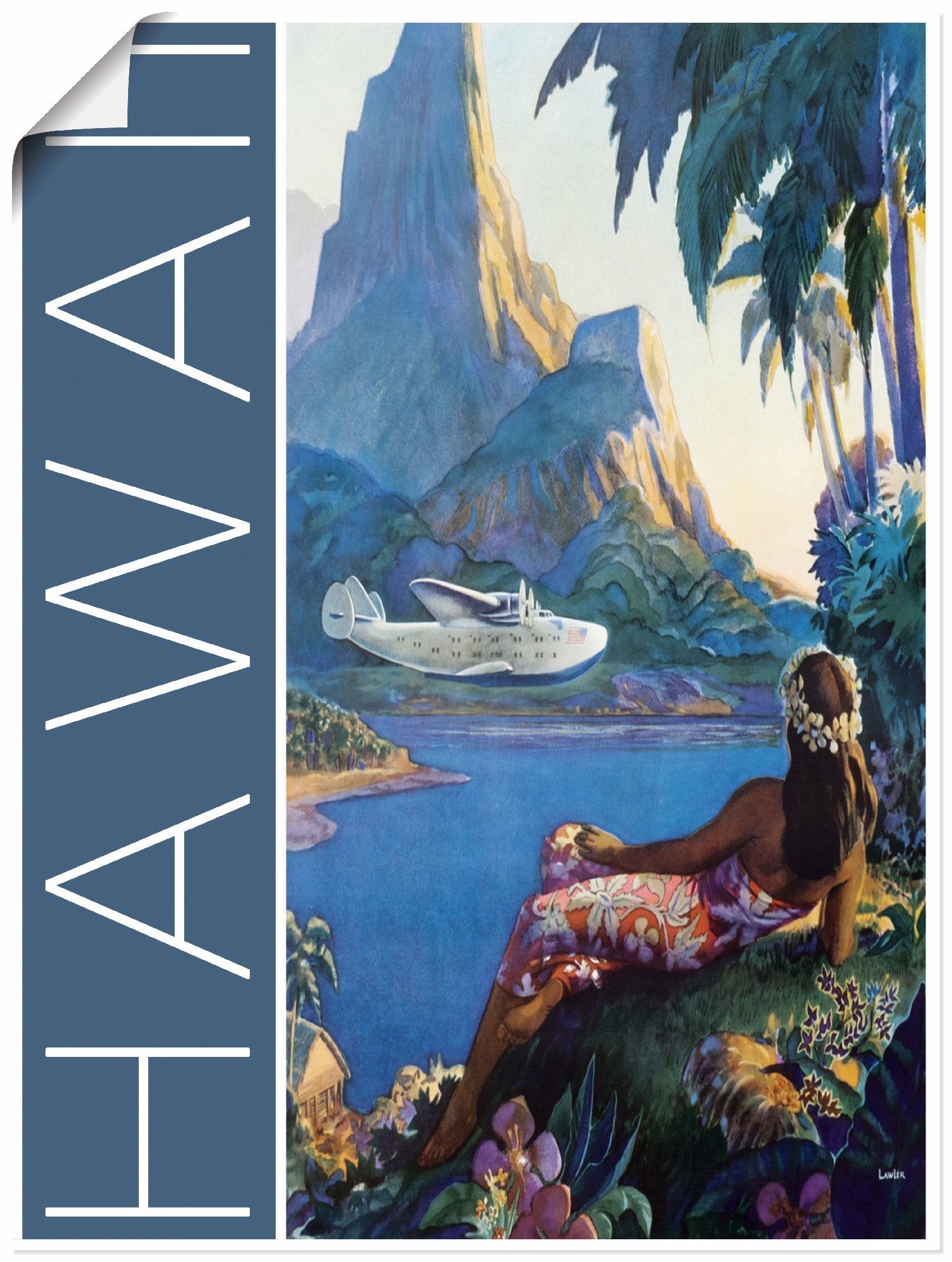 Artland Artprint Hawaï Vintage reisaffiche in vele afmetingen & productsoorten - artprint van aluminium / artprint voor buiten, artprint op linnen, poster, muursticker / wandfolie