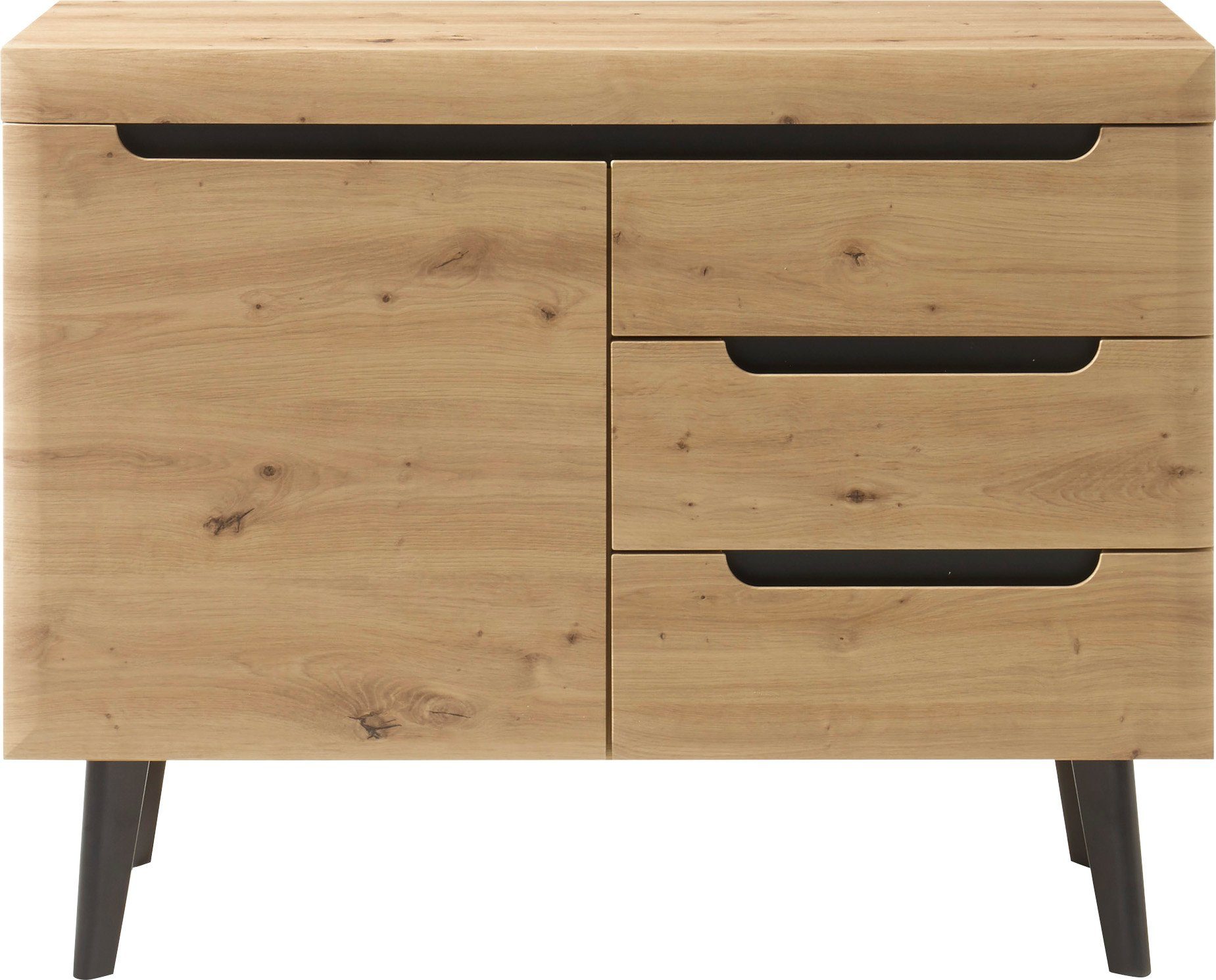INOSIGN Dressoir Torge, dressoir, commode, ladekast afgeschuinde poten, drie kleuren, scandi design, 107 cm breed (1 stuk)