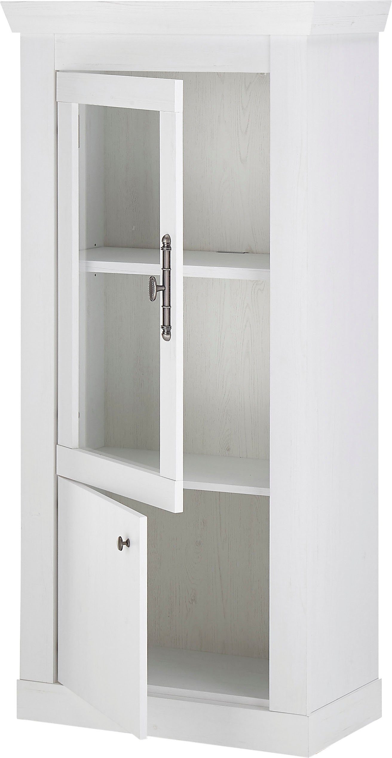 Home affaire Vitrinekast Ravenna in romantische landelijke stijl, metalen handgreep, hoogte 146 cm