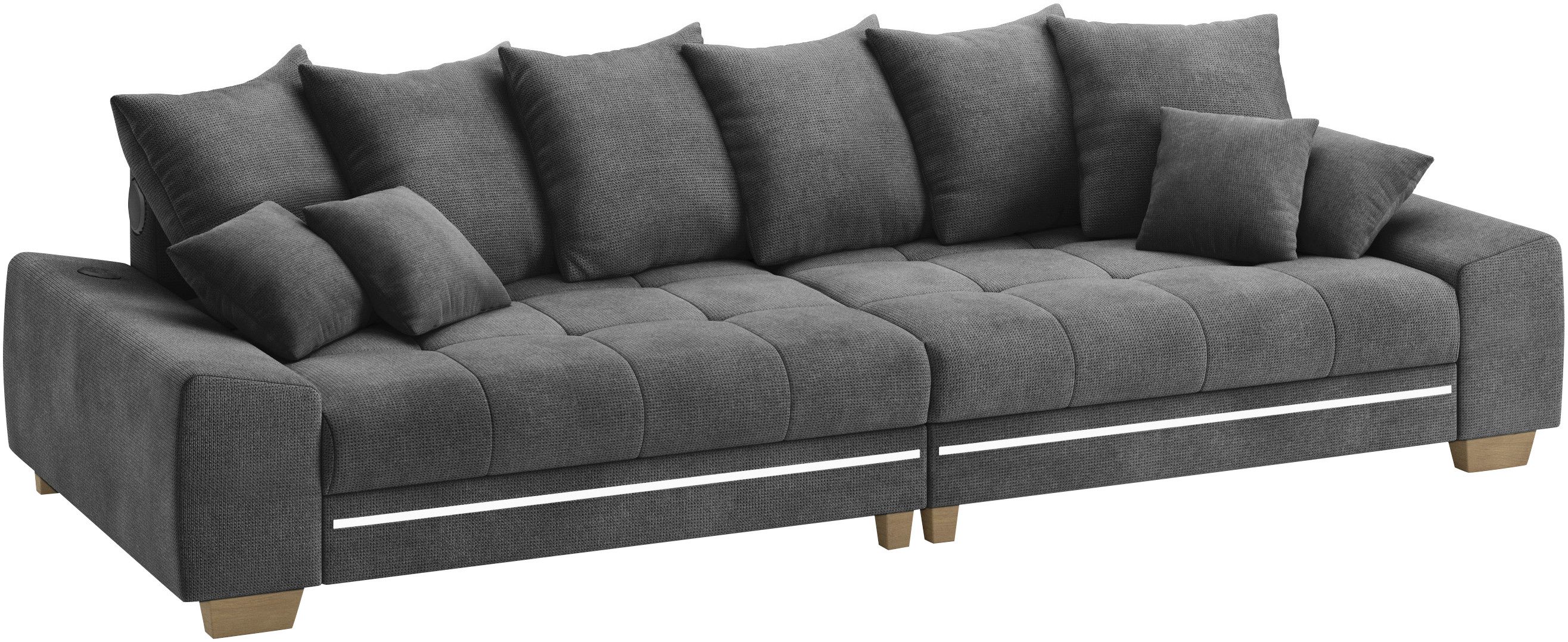 Mr. Couch Megabank Nikita II RGB-LED, Bluetooth-geluidssysteem, optioneel met koudschuim zwart, xxl banken