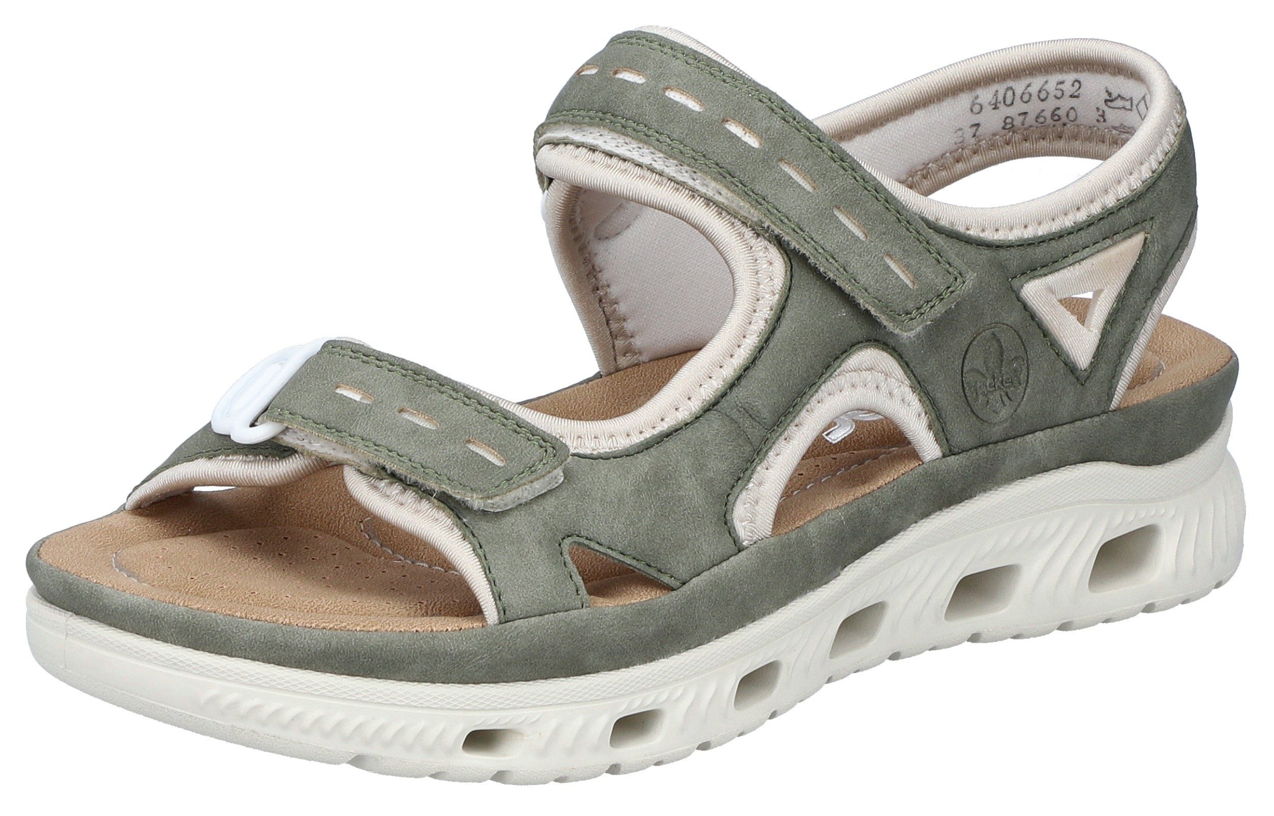 Rieker Sandalen Outdoorsandalen zomerschoen, sandaal, plateauhak met klittenbandsluitingen