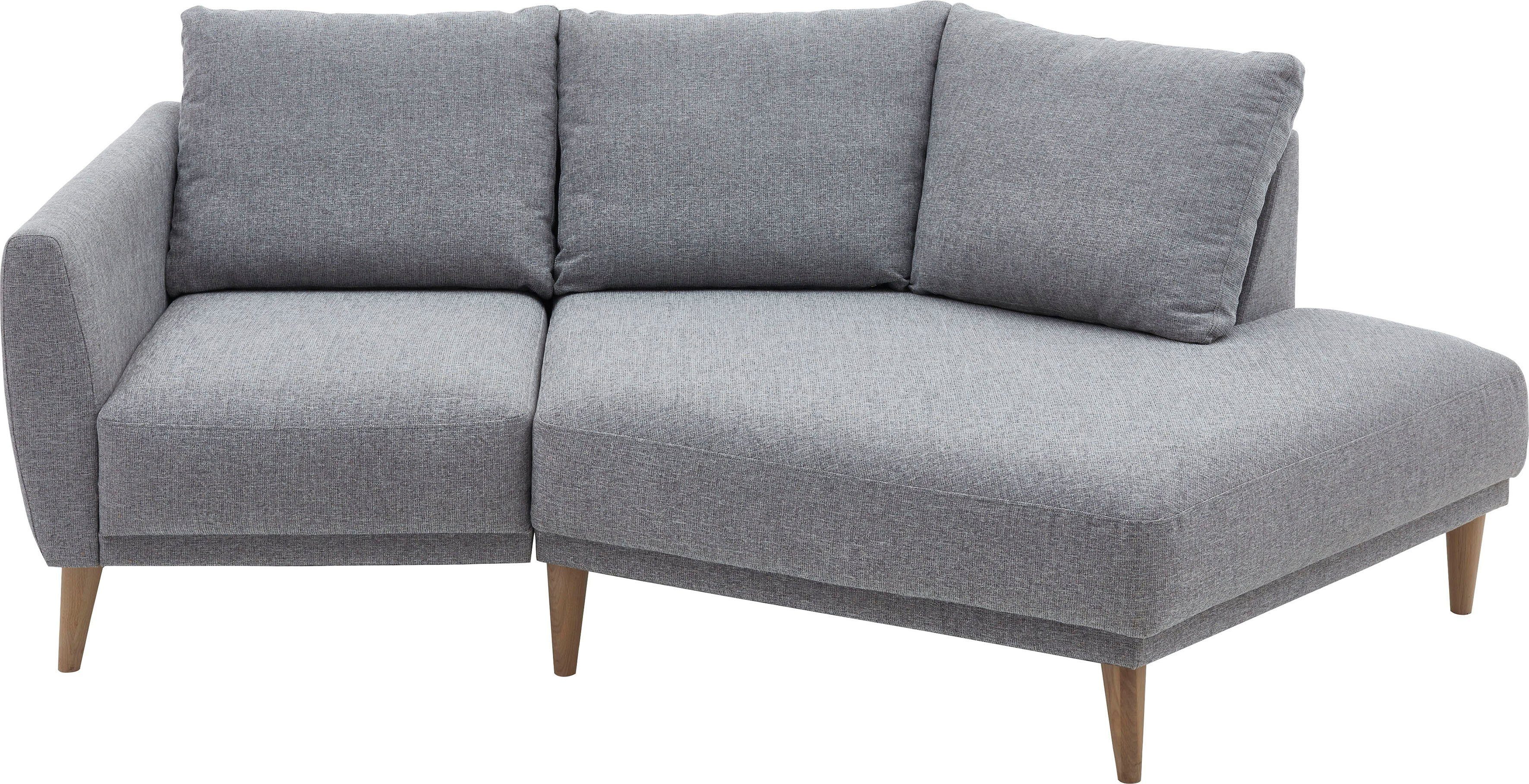 ATLANTIC home collection 2,5-zitsbank Elvis Hoekbank met open einde in Scandinavische stijl, massief houten poten