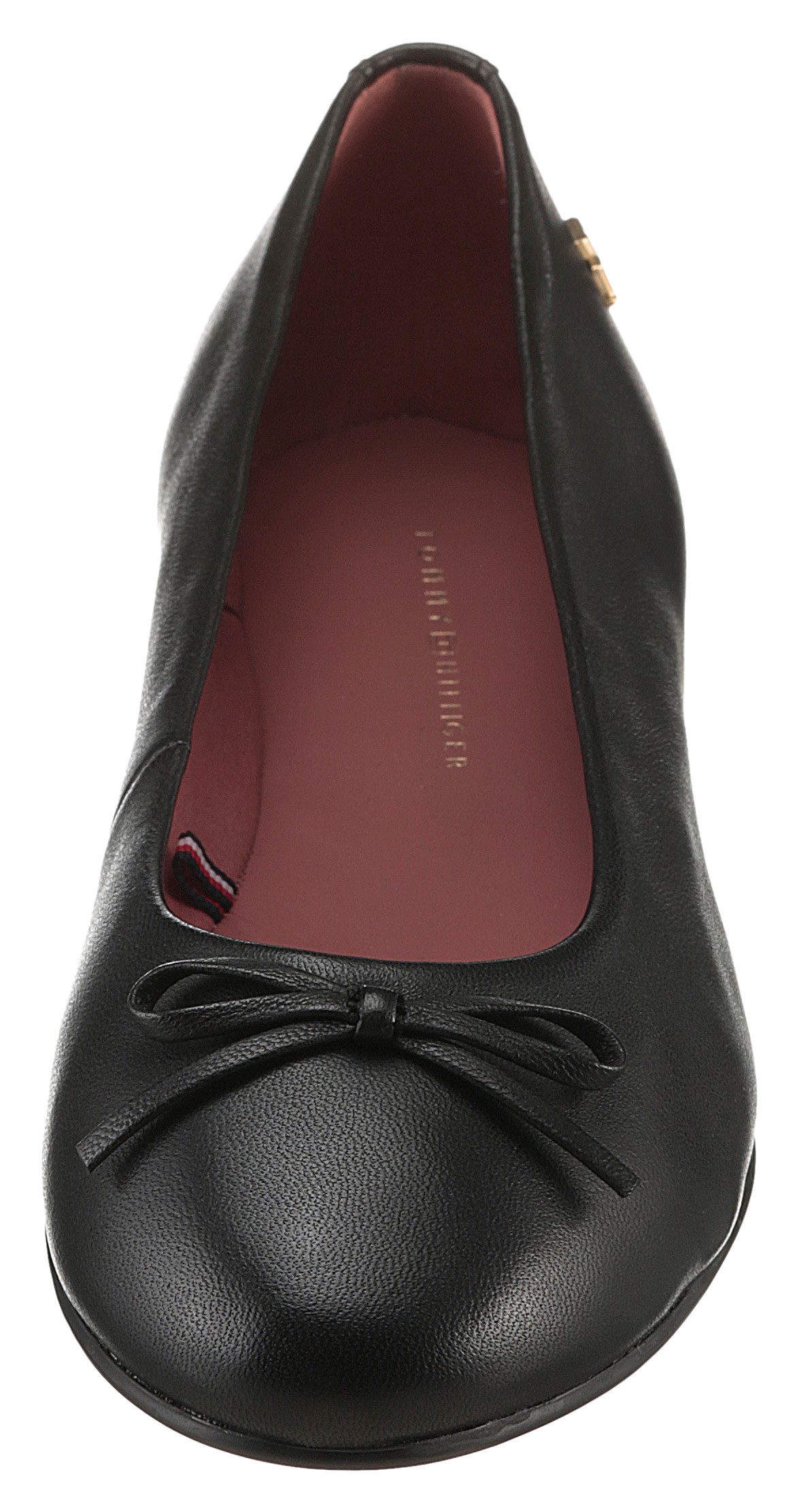 Tommy Hilfiger Ballerina's BALLERINA LEER VLAKKE BOOG , slipper, instapschoen, businessschoen met sierstrik