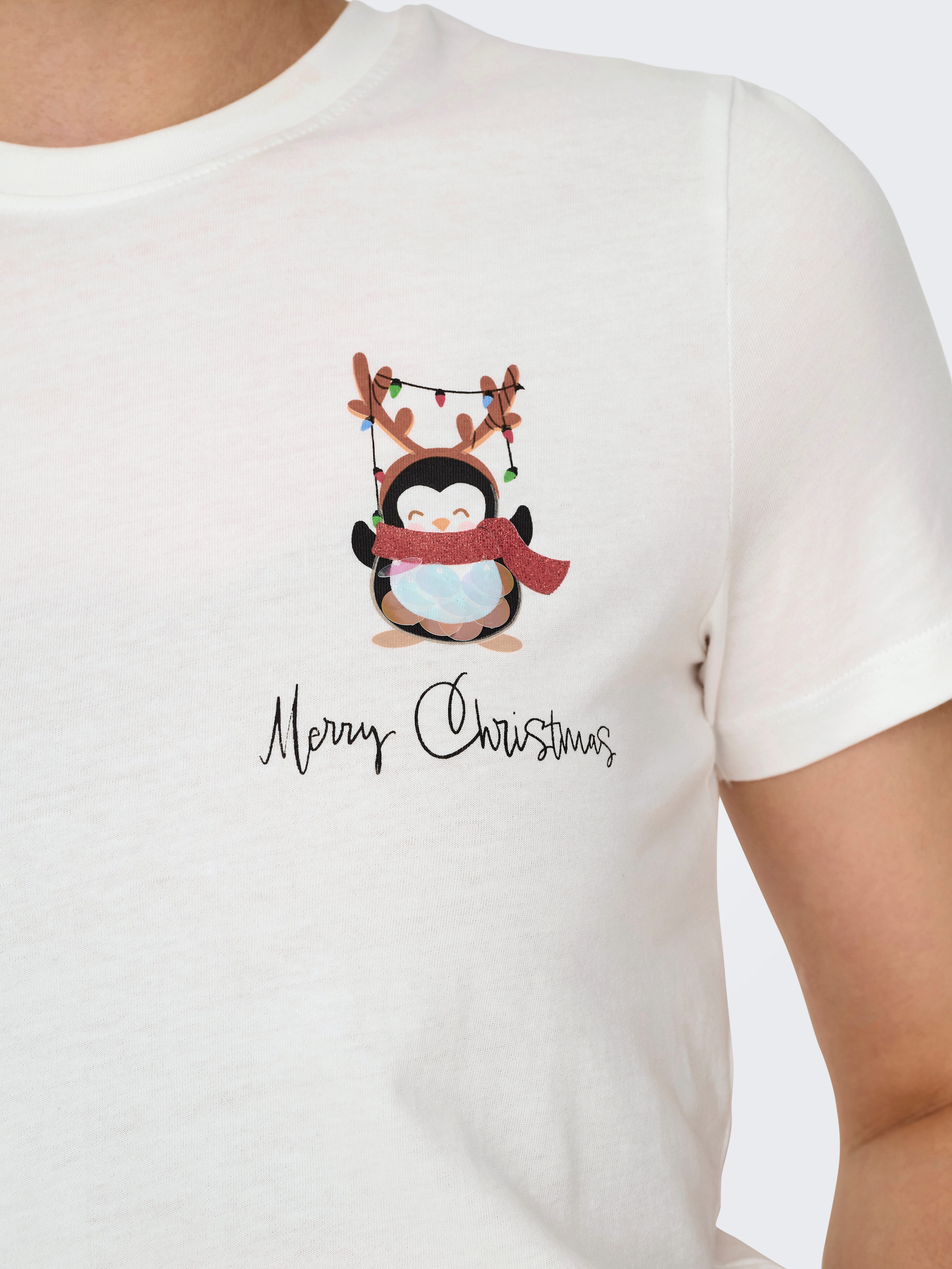 Only Shirt met korte mouwen ONLKITA LIFE REG S S TOP BOX XMAS JRS