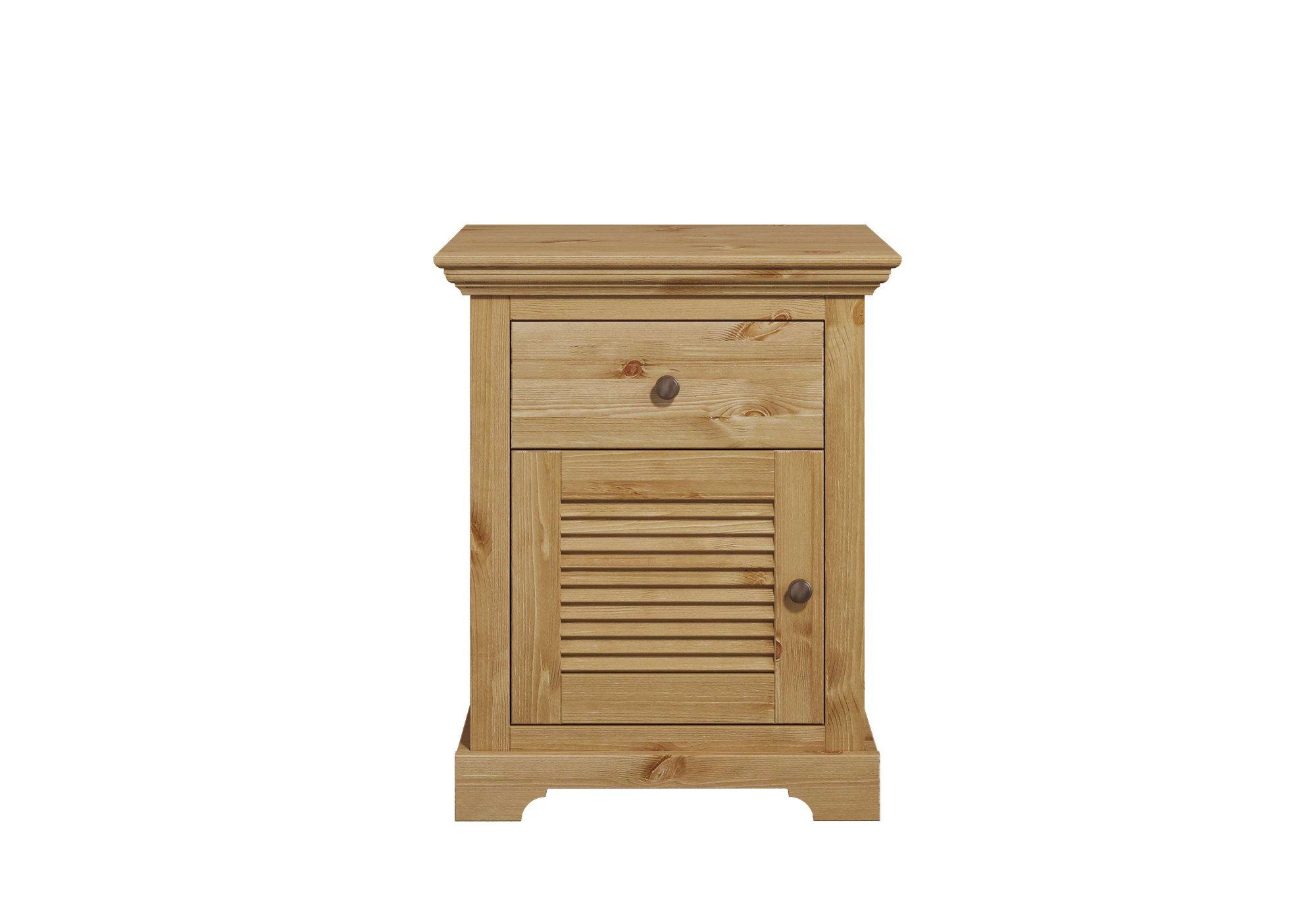 Home affaire Nachtkastje Rauna, landhuisstijl, elegant design met lamellen en kassetten, 2 kleuren
