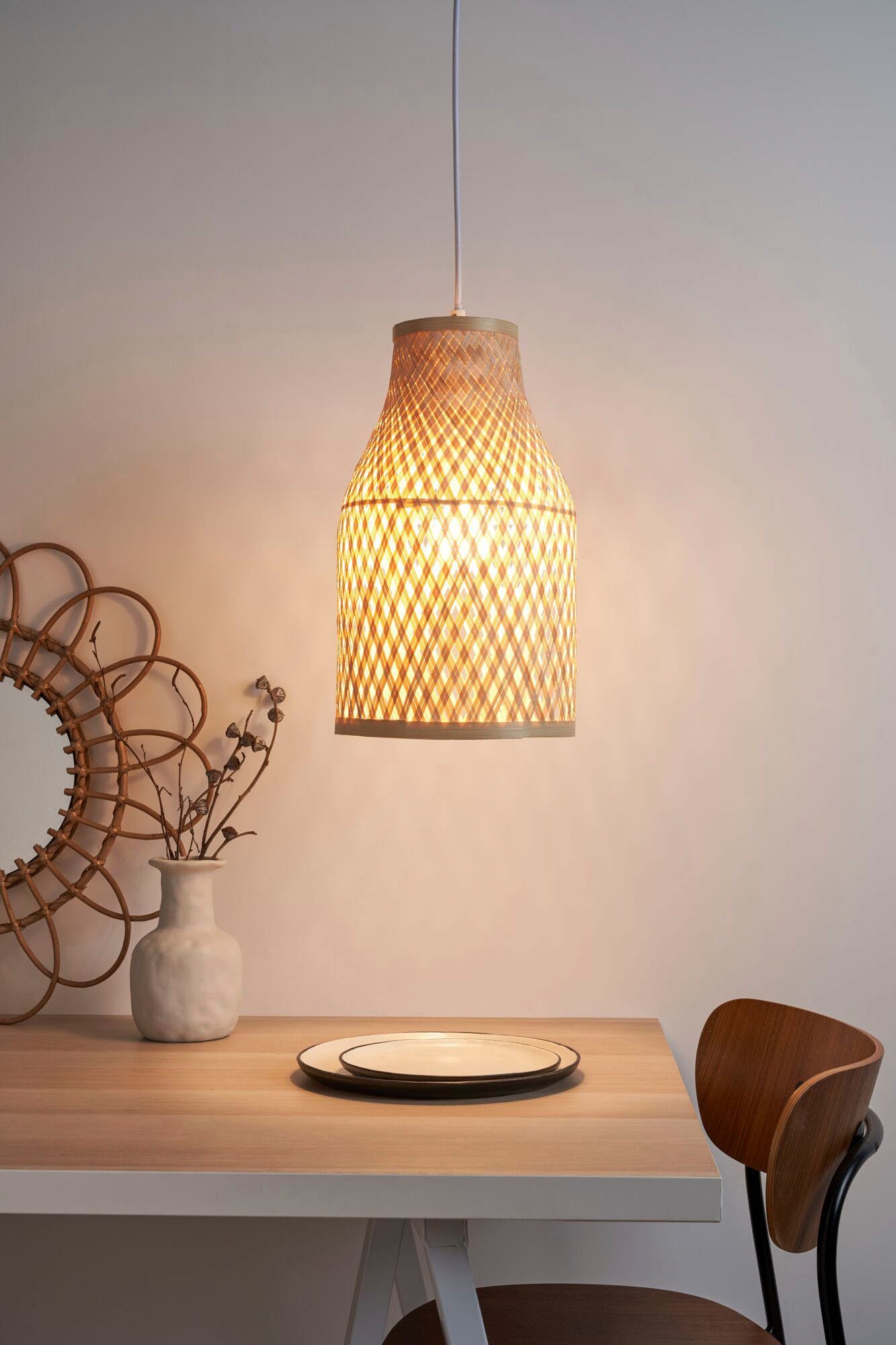 Pauleen Hanglamp Woody Romance max20W beige/wit 230V bamboe/metaal