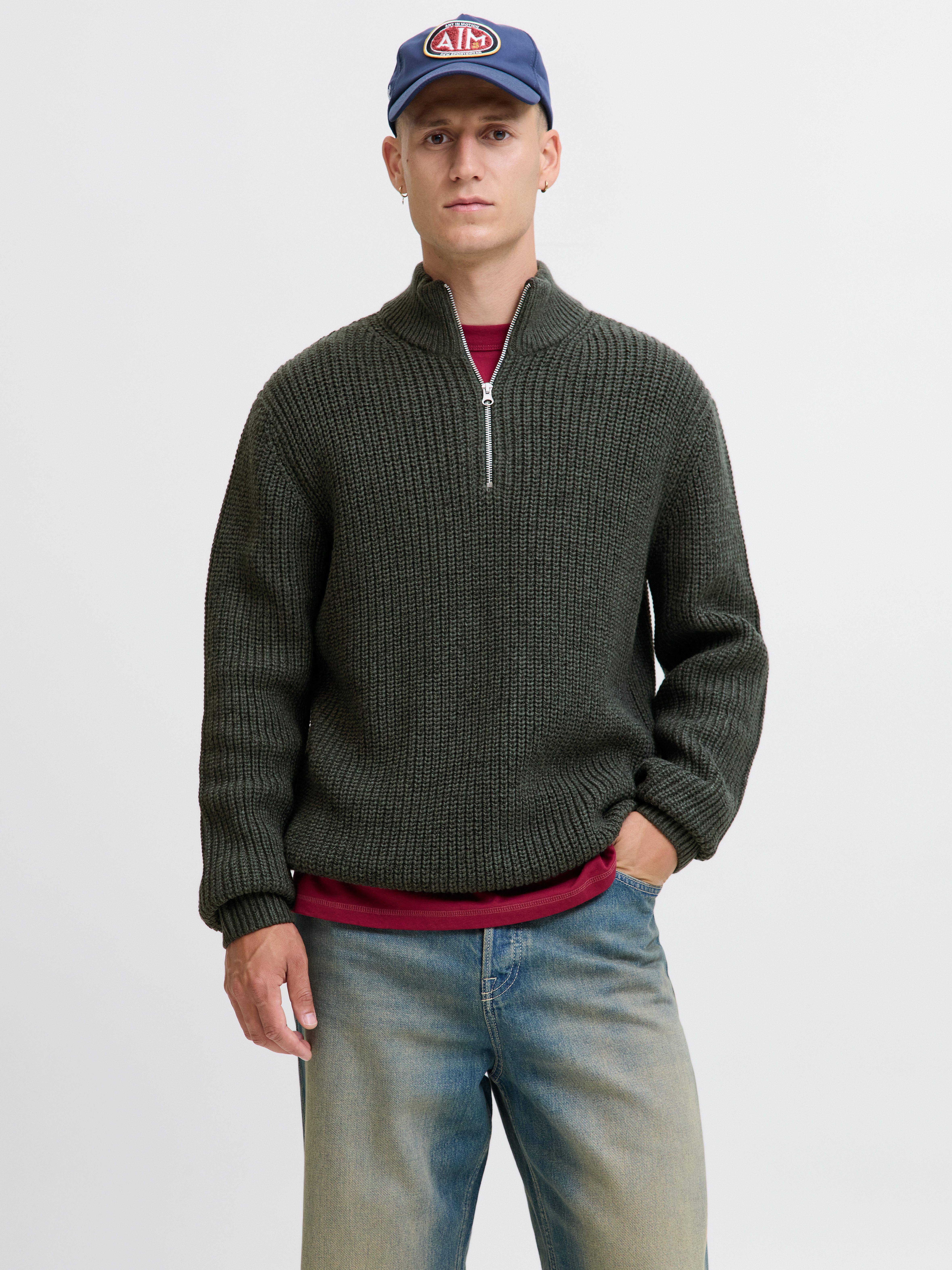 Jack & Jones Schipperstrui JORBLEECKER KNIT HALF ZIP BF