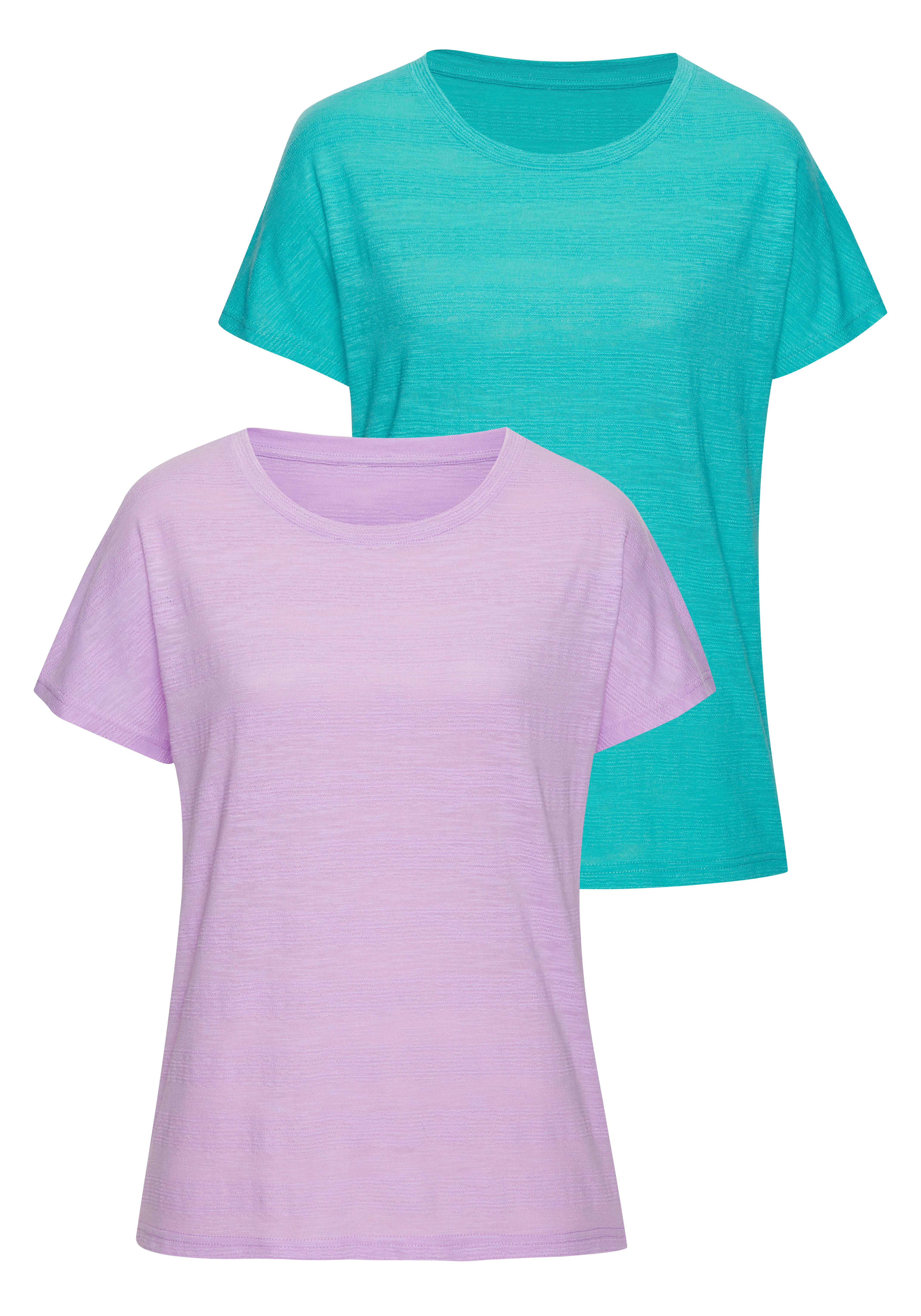 Vivance T-shirt Met modieuze structuuroptiek van onderhoudsvriendelijke kwaliteit met katoen (Set van 2)