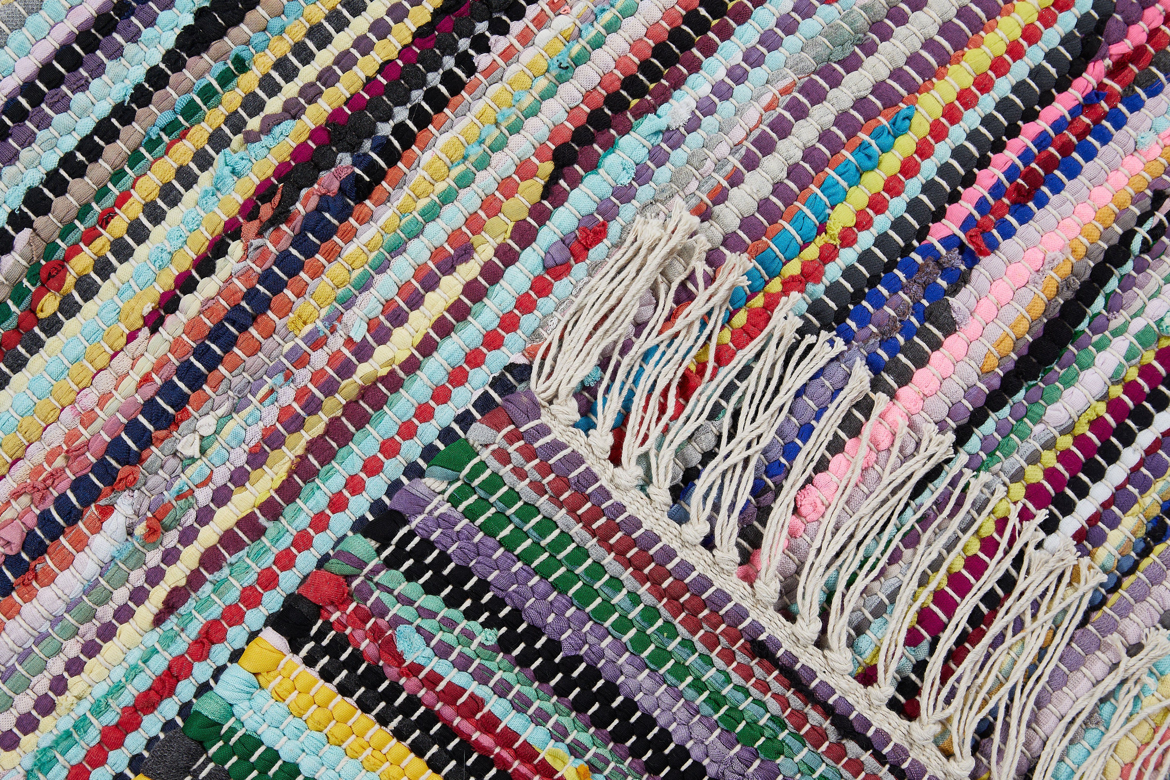 Andiamo Vloerkleed Multicolour Platweefsel, vlekjes, puur katoen, met de hand geweven, met franje
