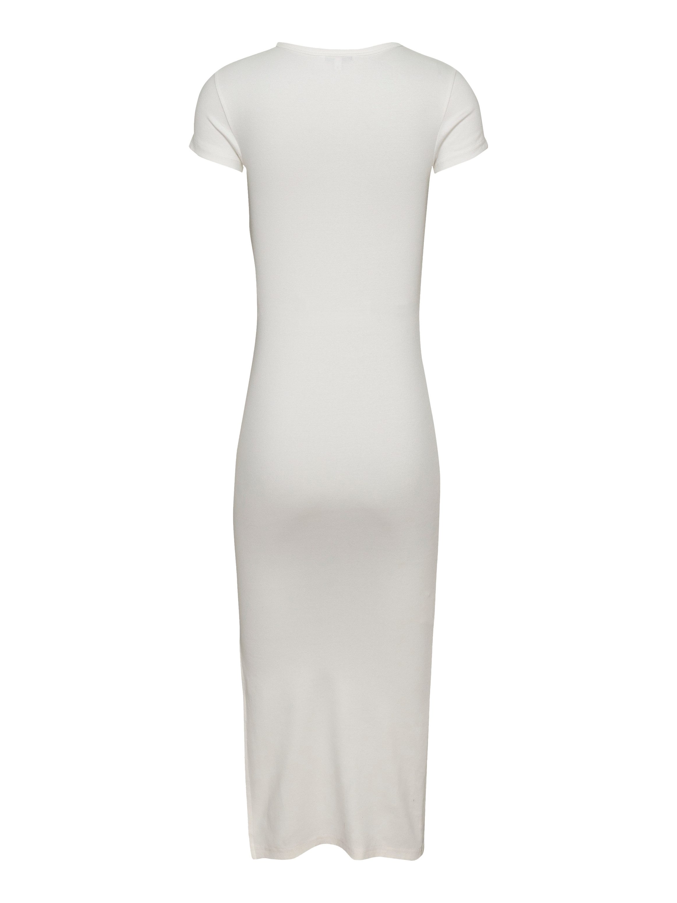 TOMMY JEANS Jerseyjurk TJW BODYCON LOGO 2 DRESS met logo-borduursel, met korte mouwen, in midi-lengte