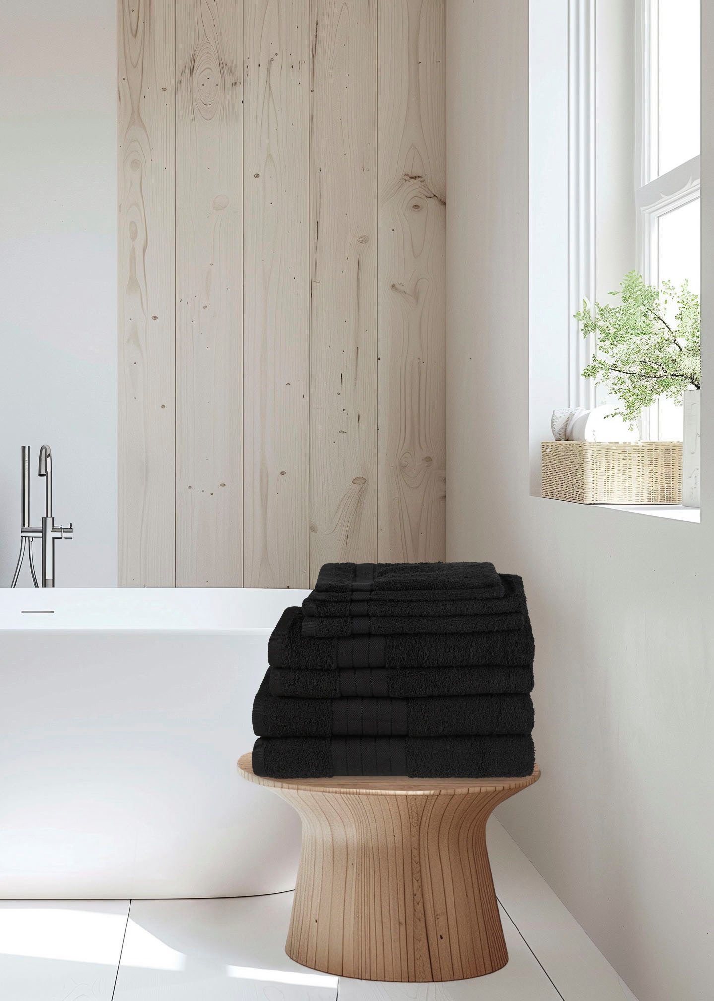 good morning Handdoekenset Uni Katoen, walkfrottee, bies, 500 GSM, effen, zonder ophangbeugel (set, 8 stuks)
