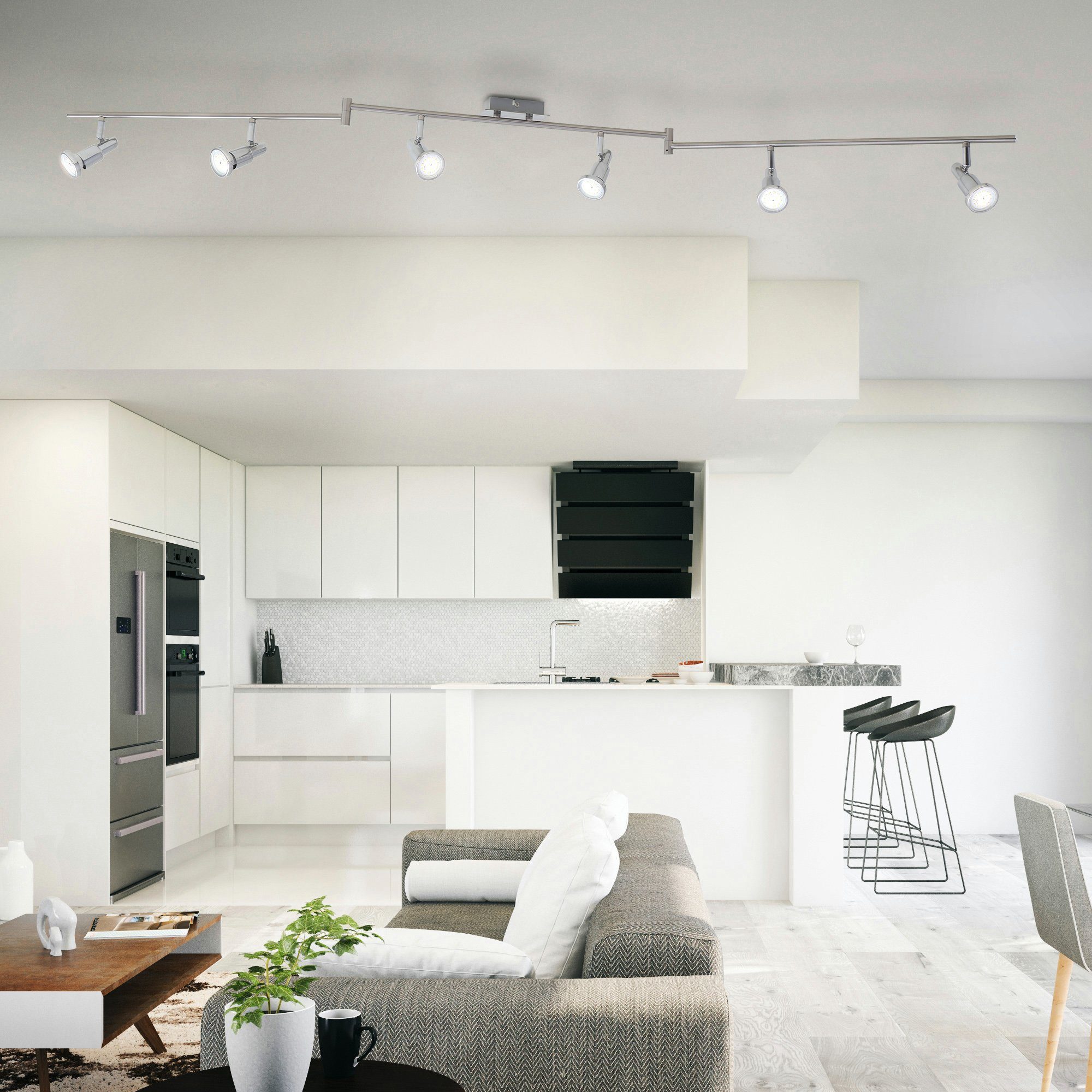 B.K.Licht Ledplafondspots Plafondlamp, draaibaar, kantelbaar, chroomkleurige spots inclusief 5W 400lm