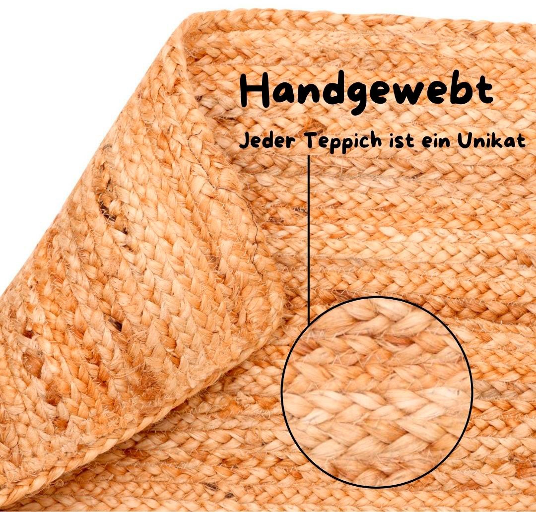 my home Set slaapkamerkleedjes Bjarka gemêleerd, 100% jute, handgeweven, ook als loper en in rond verkrijgbaar