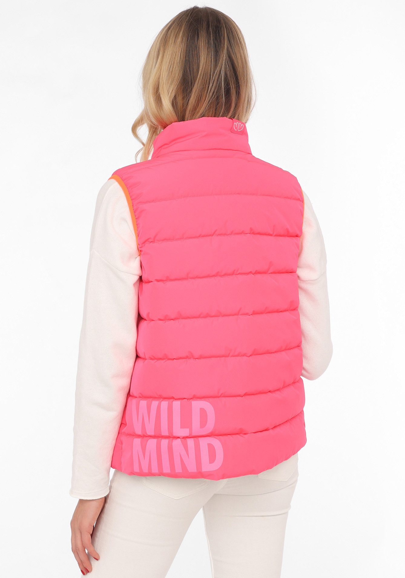 Zwillingsherz Reversible-gilet Omkeerbaar vest kort "Leo" twee keer te dragen met luipaardprint, staande kraag en zakken