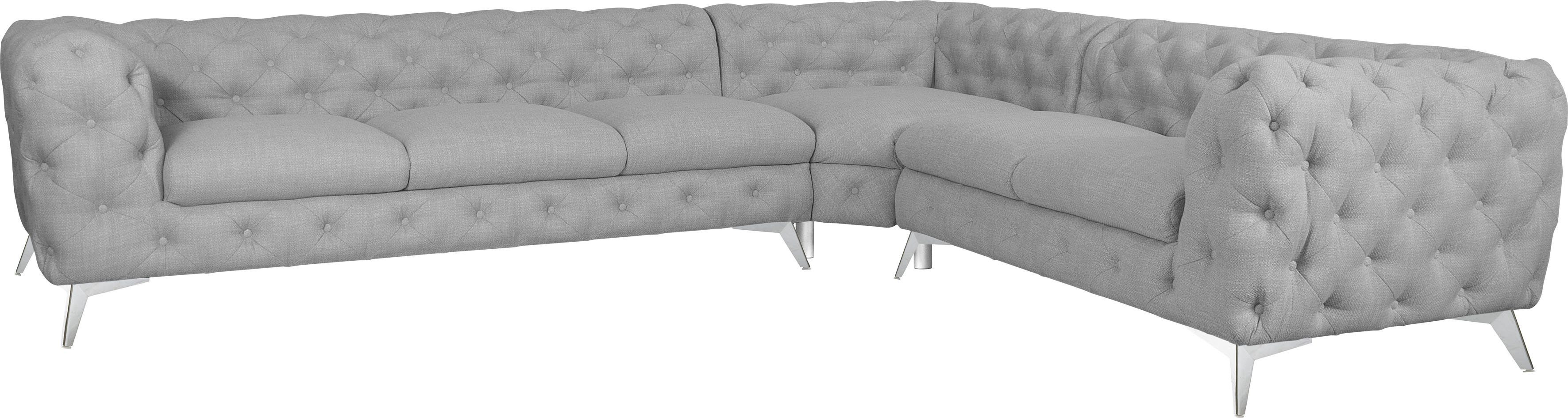 Leonique Chesterfield-bank Glynis L-vorm luxueuze capitonnage, moderne chesterfield look, kleur van de poten ter keuze