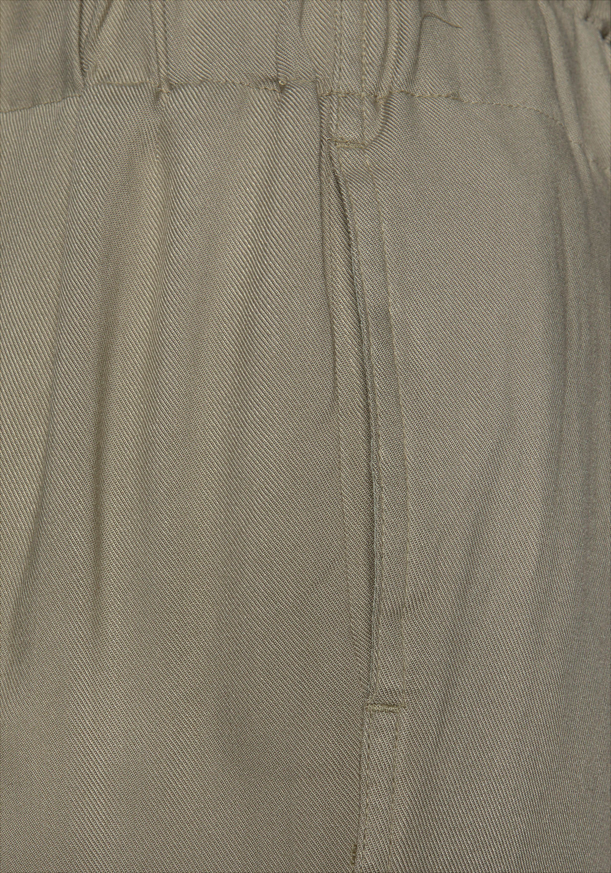Lascana Paperbag-broek met sierknopen en elastische tailleband, stofbroek, opgerolde broekzoom