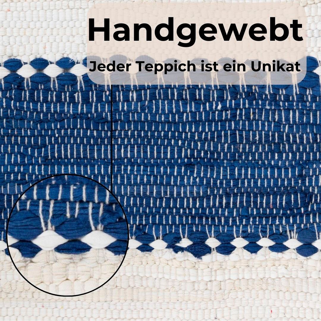 my home Vloerkleed Benja Handgeweven tapijt, gestreept, 90% katoen, handgeweven, met franjes