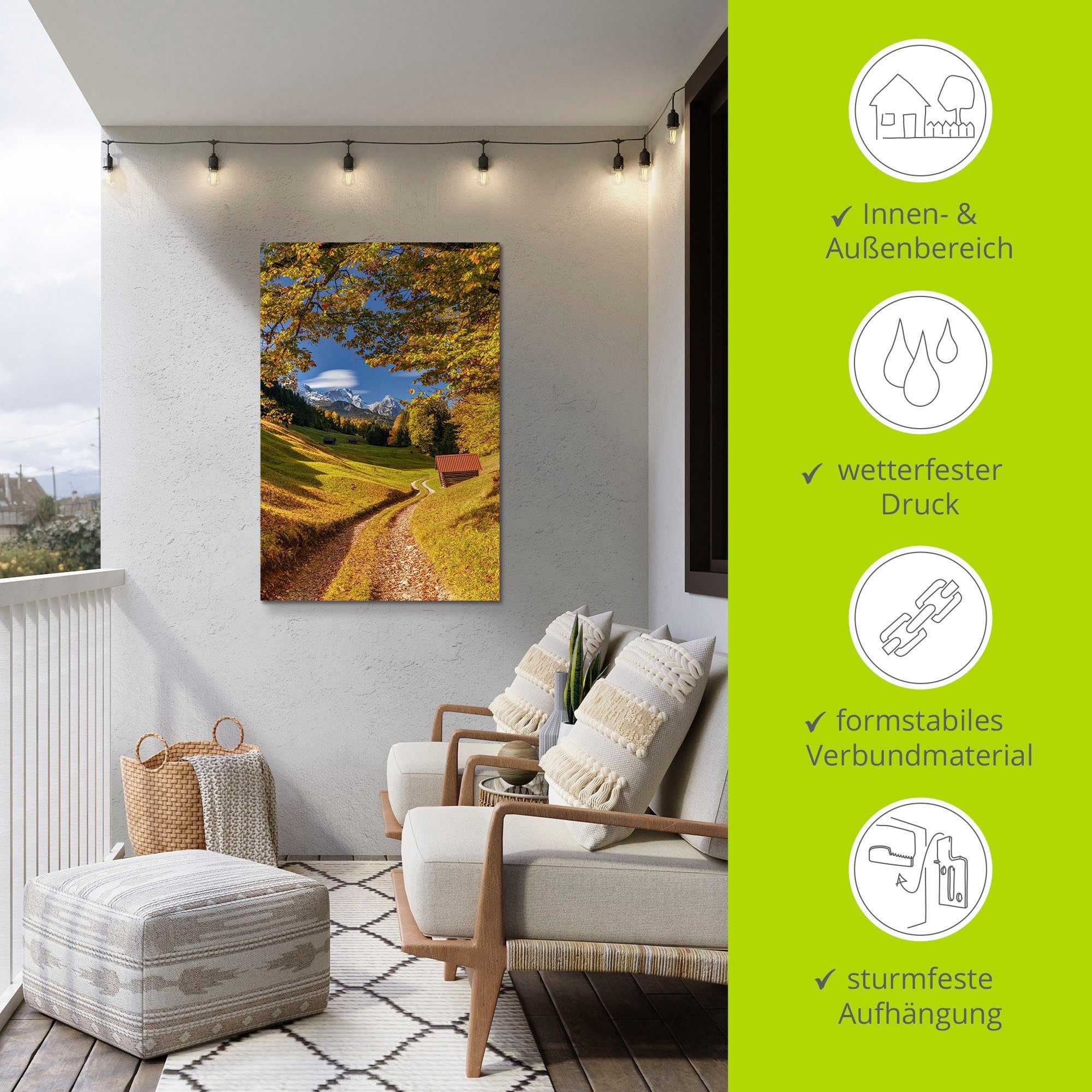 Artland Artprint Goudkleurige herfstOpper-Beieren als artprint van aluminium, artprint op linnen, muursticker of poster in verschillende maten