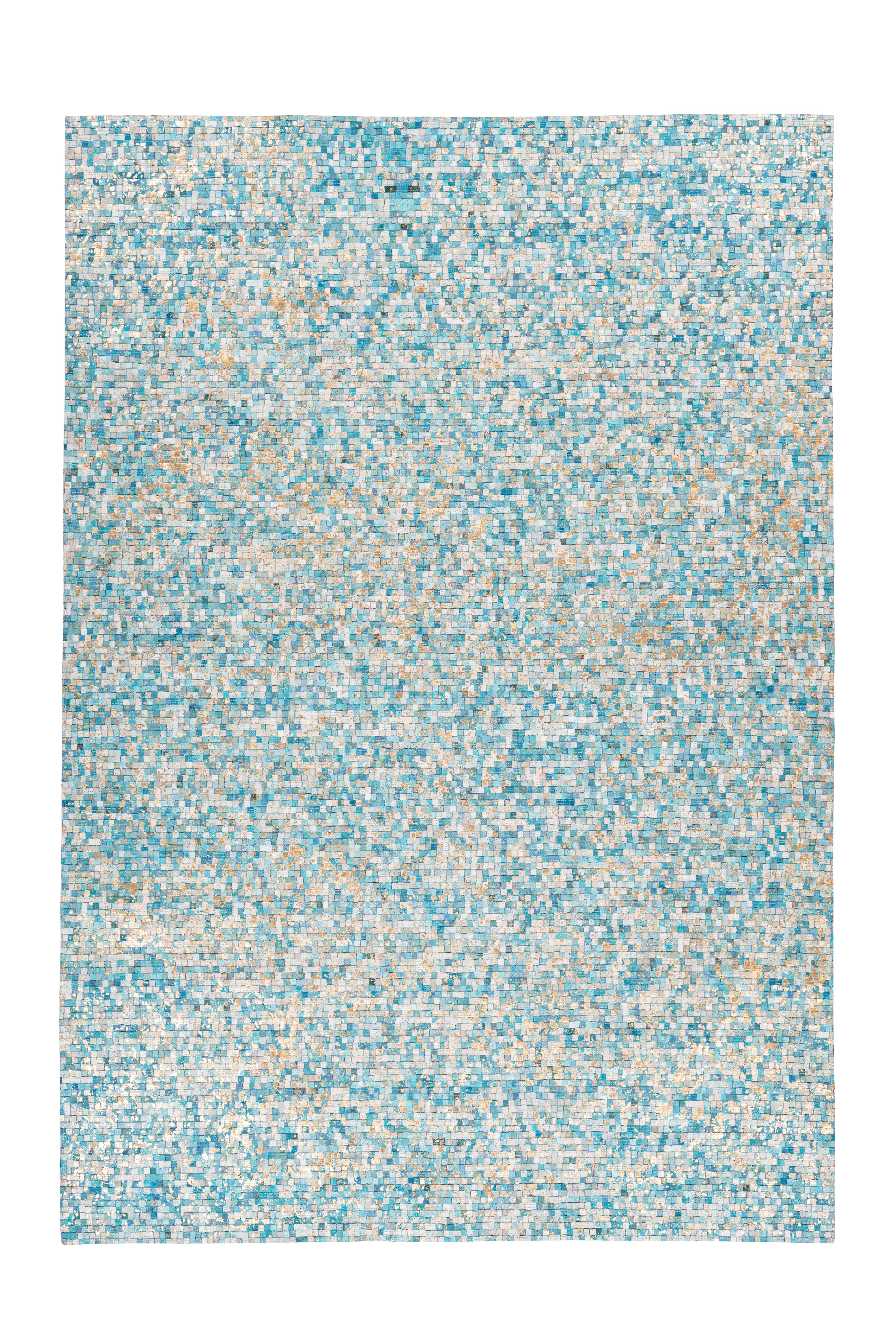 aRTE ESPINA Vloerkleed Finish 100 natuurlijk lederen tapijt, met glanzende metallic kleur, rug van vilt