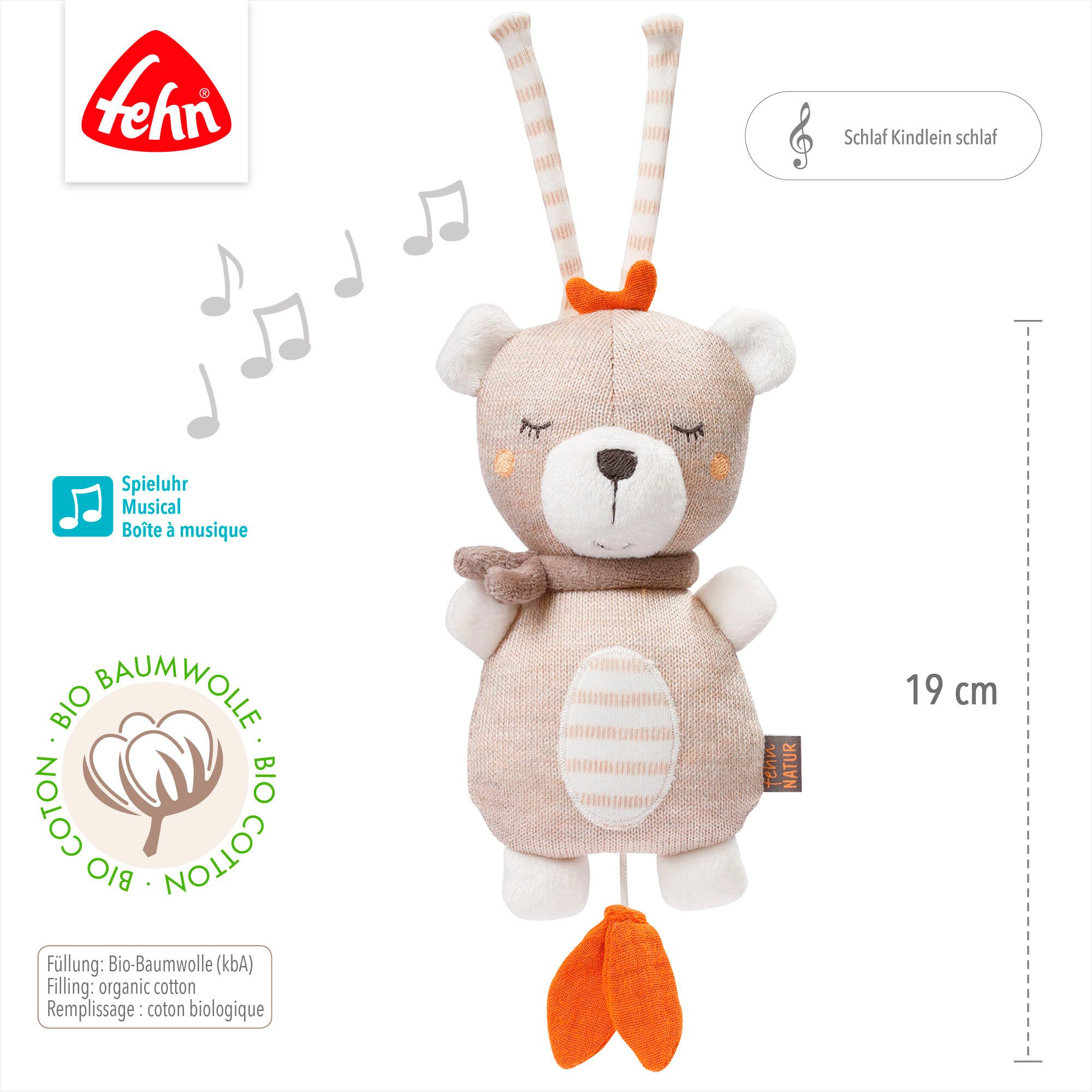 Fehn Speeldoosje FehnNATUR, mini-speeldoosje teddy